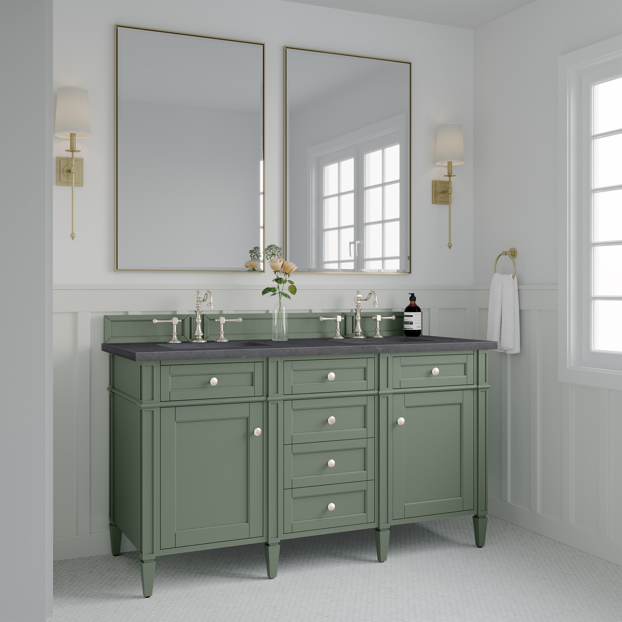 Smokey Celadon / Charcoal Soapstone - 3 Faucet Holes