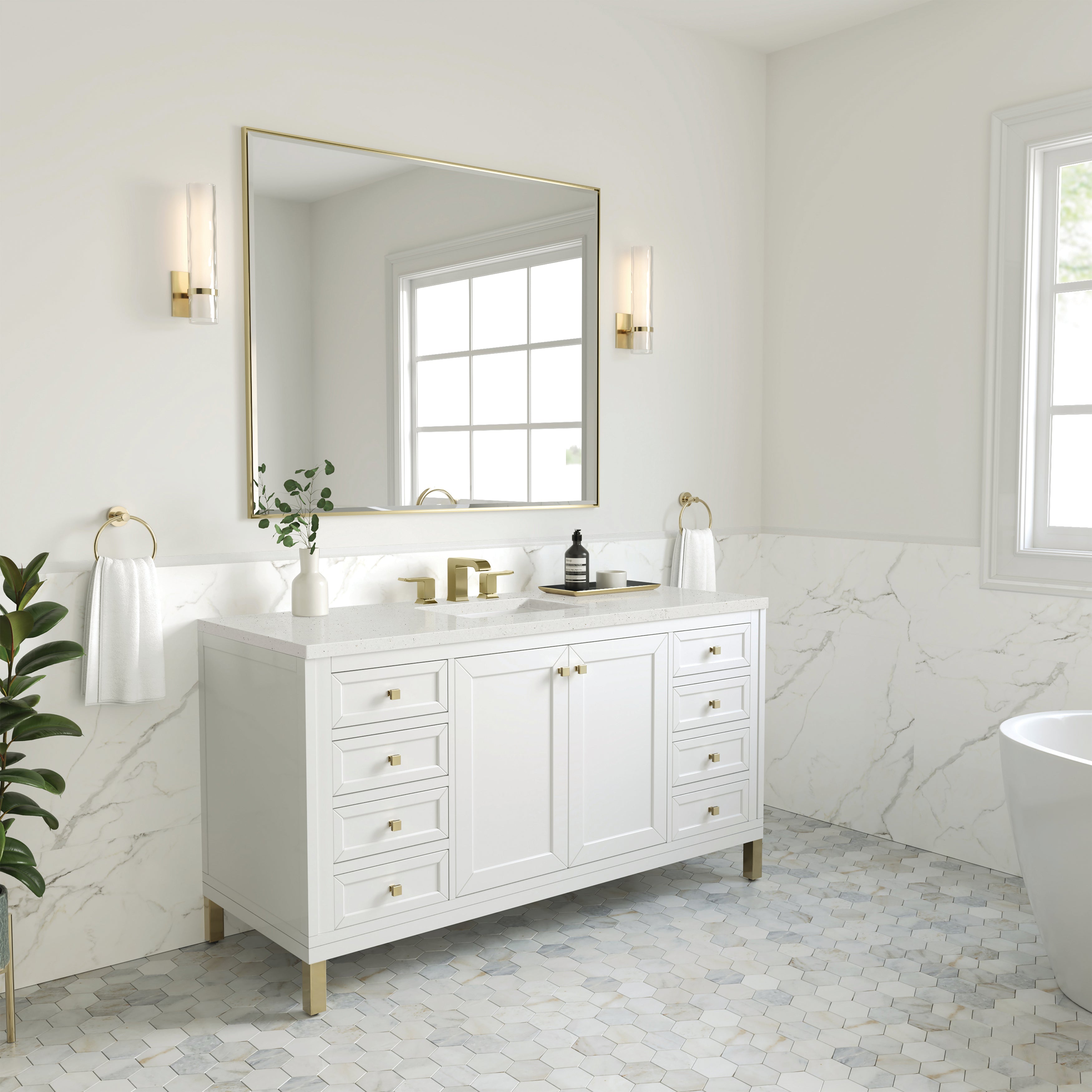 Glossy White / Lime Delight - 3 Faucet Holes