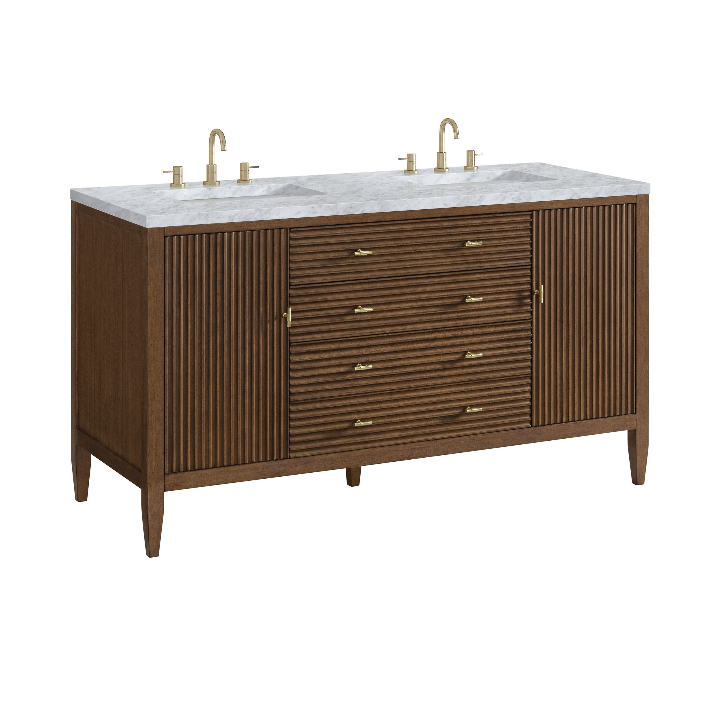 Mid-Century Walnut / Carrara White - 3 Faucet Holes