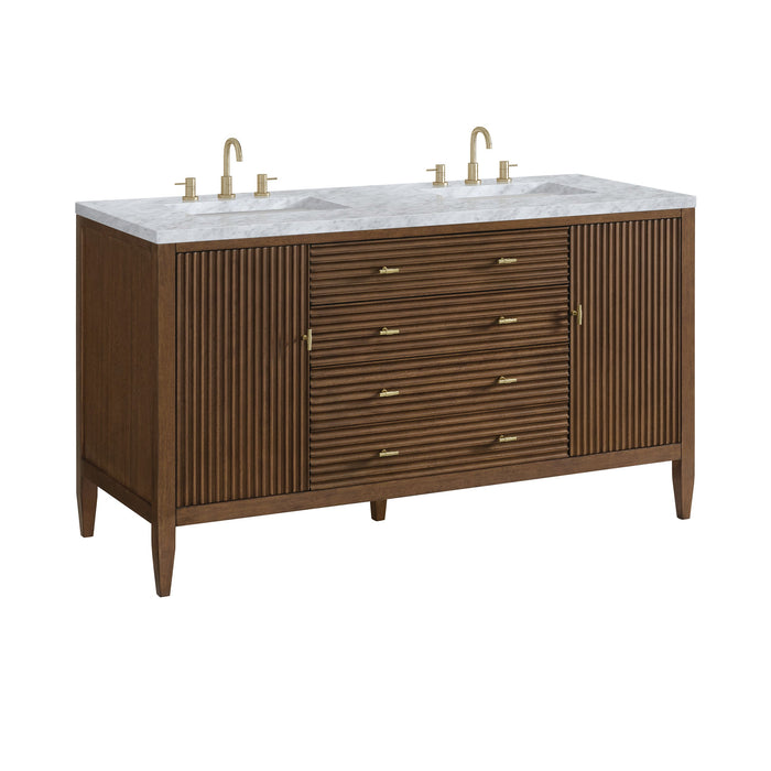 Mid-Century Walnut / Carrara White - 3 Faucet Holes
