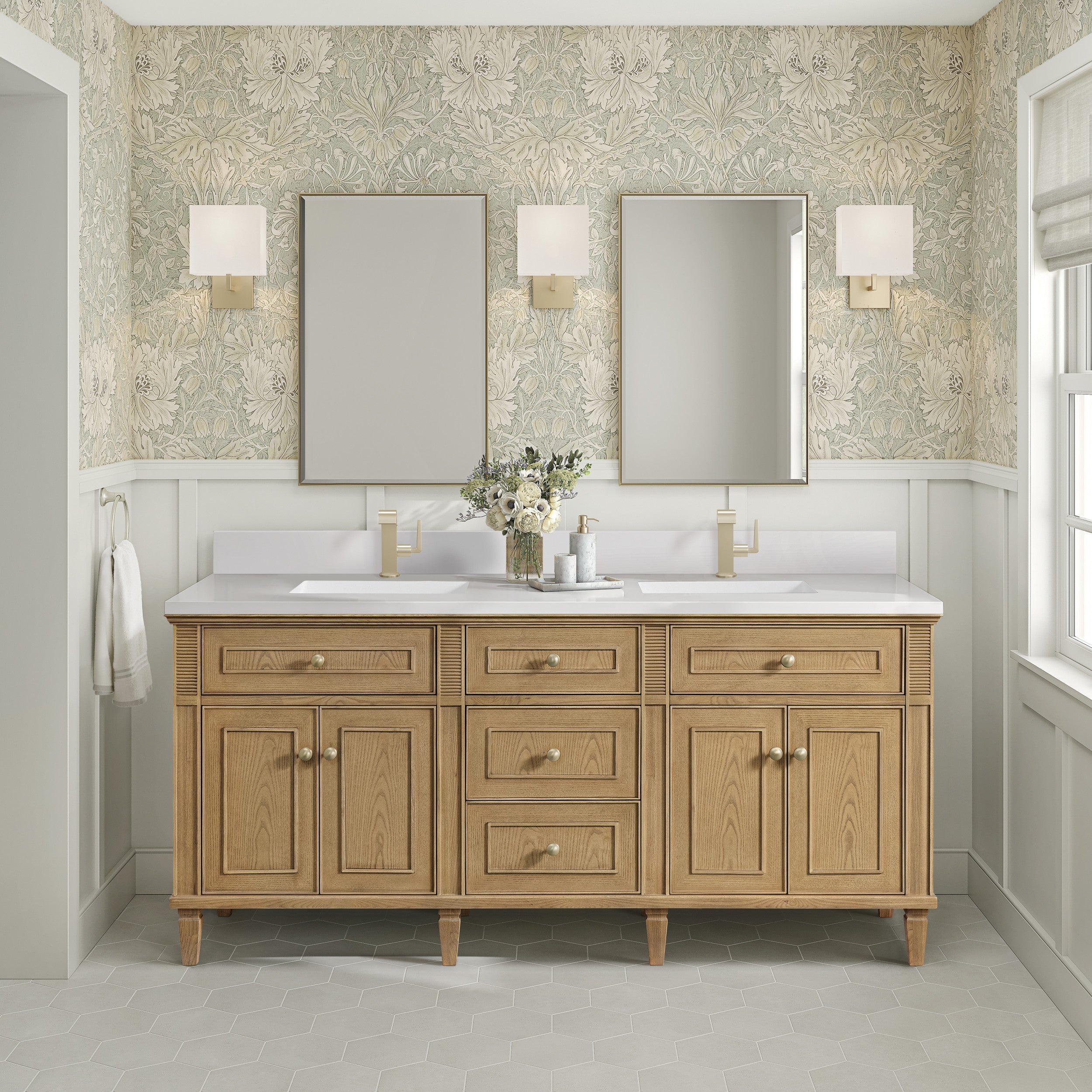 Light Natural Oak / White Zeus - 1 Faucet Hole