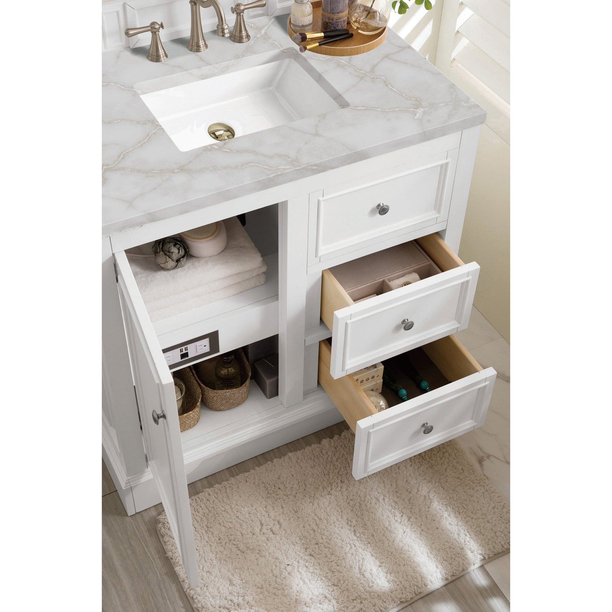 Bright White / Victorian Silver - 3 Faucet Holes
