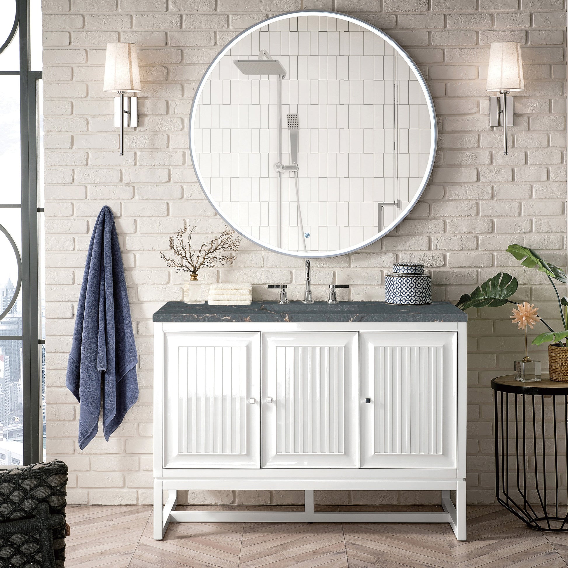 Glossy White / Parisien Bleu - 3 Faucet Holes