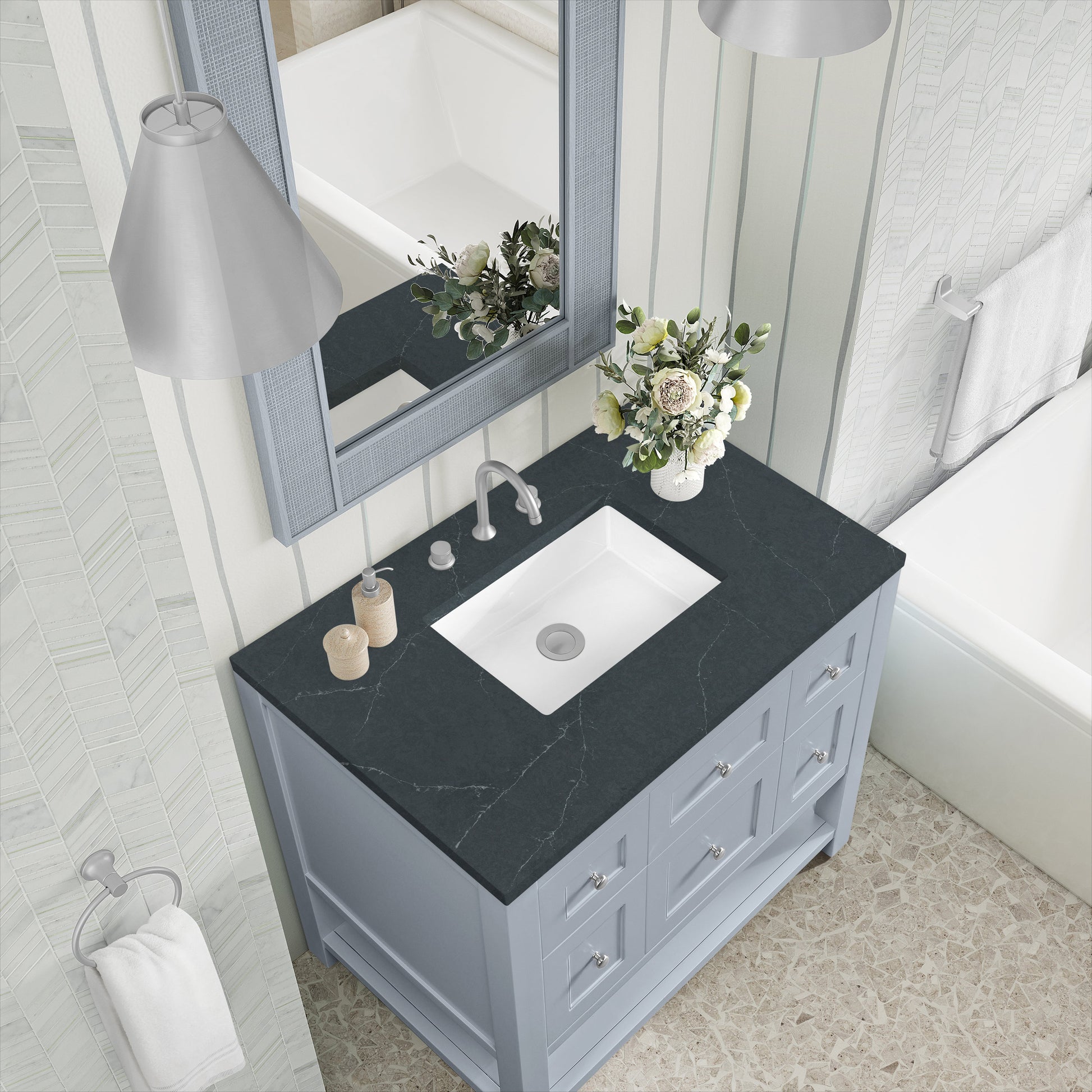 Serenity Blue / Charcoal Soapstone - 3 Faucet Holes