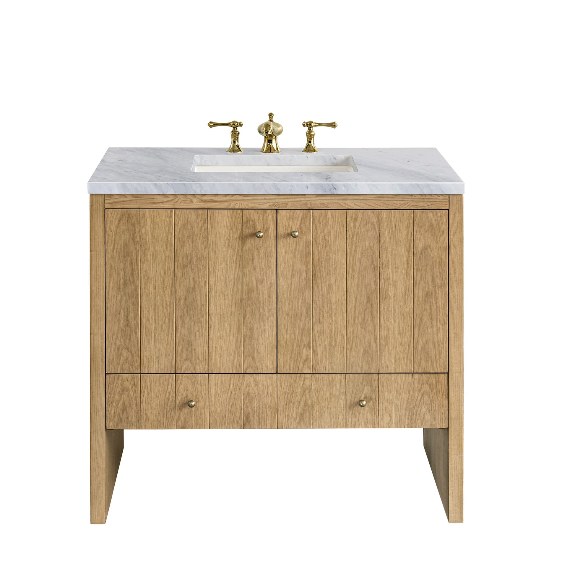 Light Natural Oak / Carrara White - 3 Faucet Holes