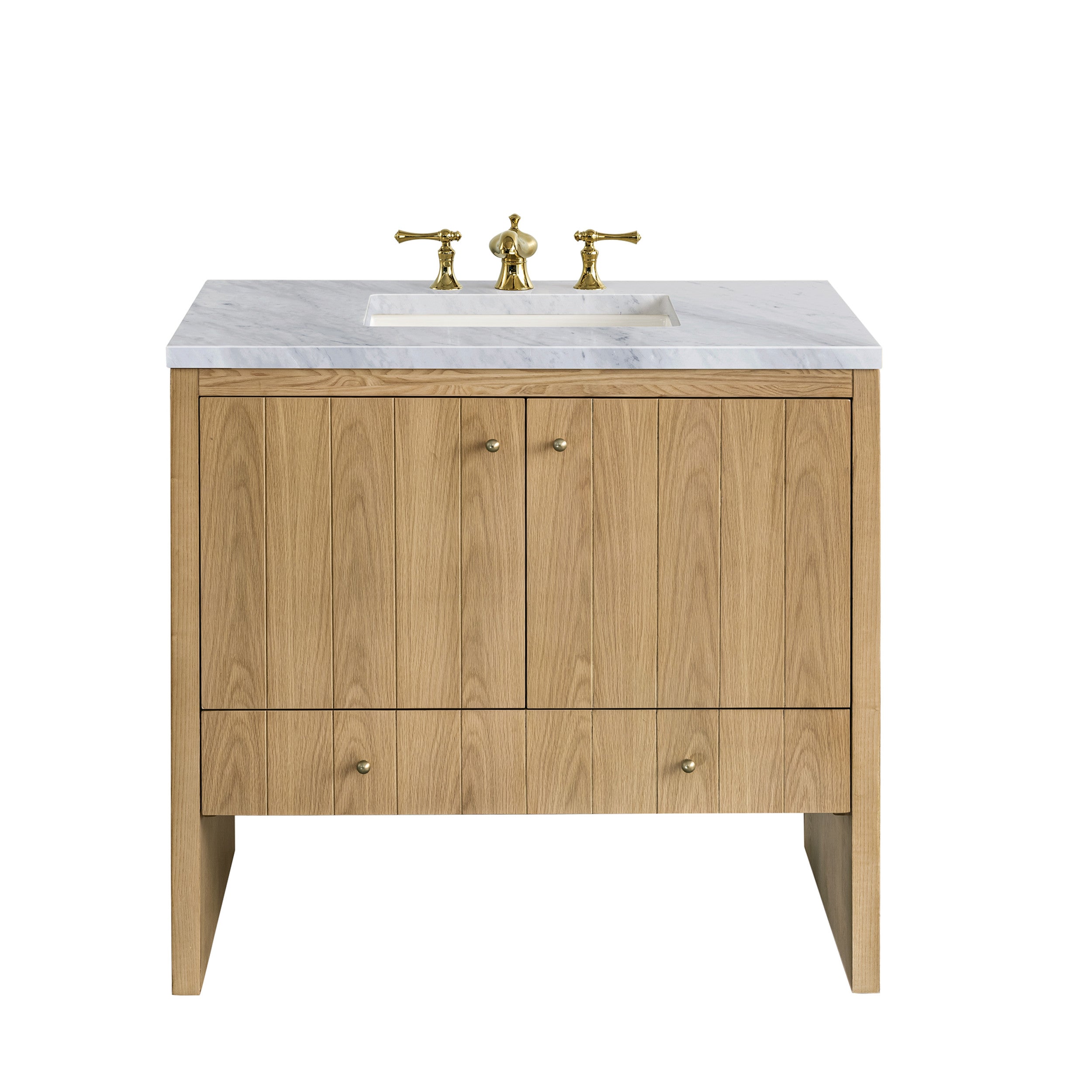 Light Natural Oak / Carrara White - 3 Faucet Holes