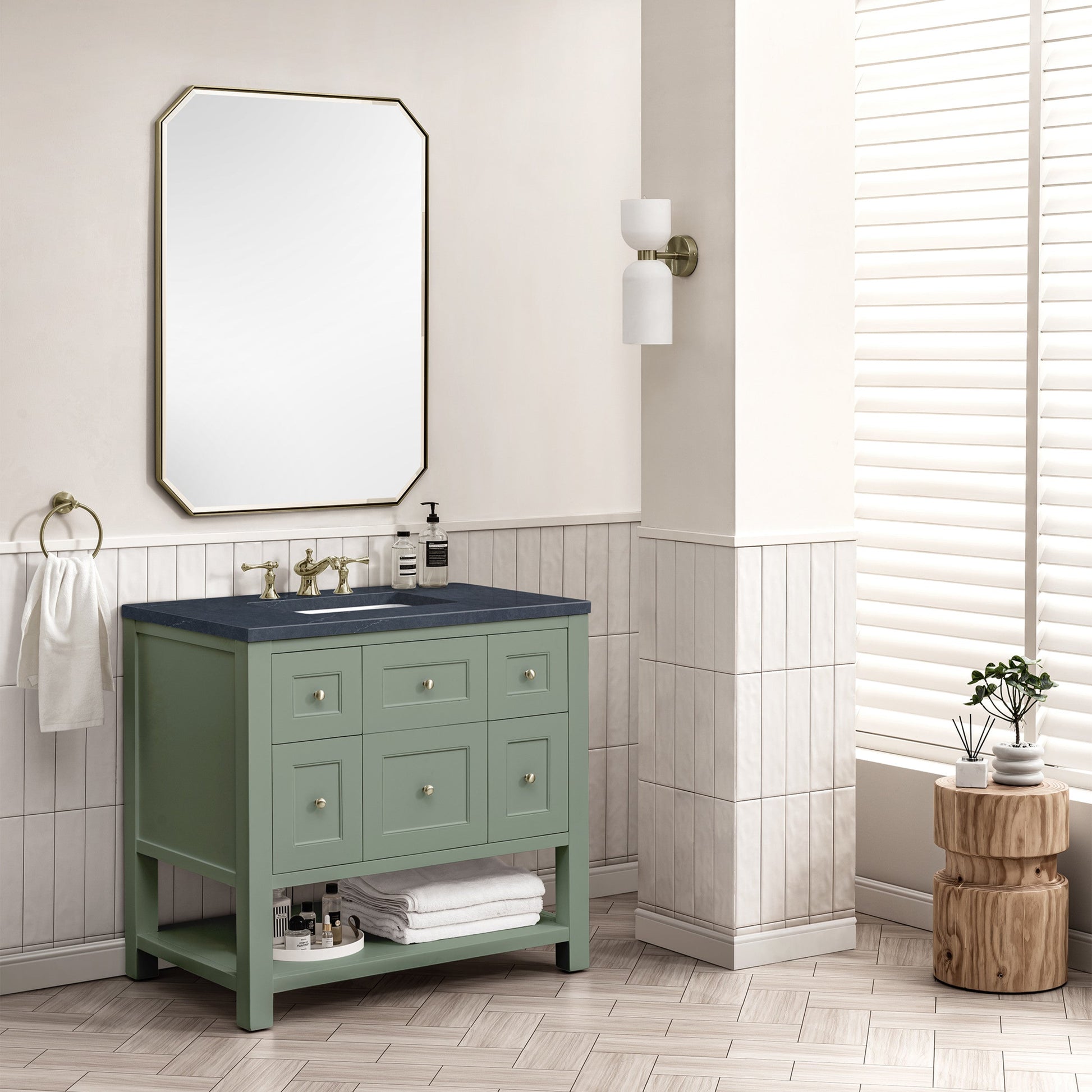 Smokey Celadon / Charcoal Soapstone - 3 Faucet Holes