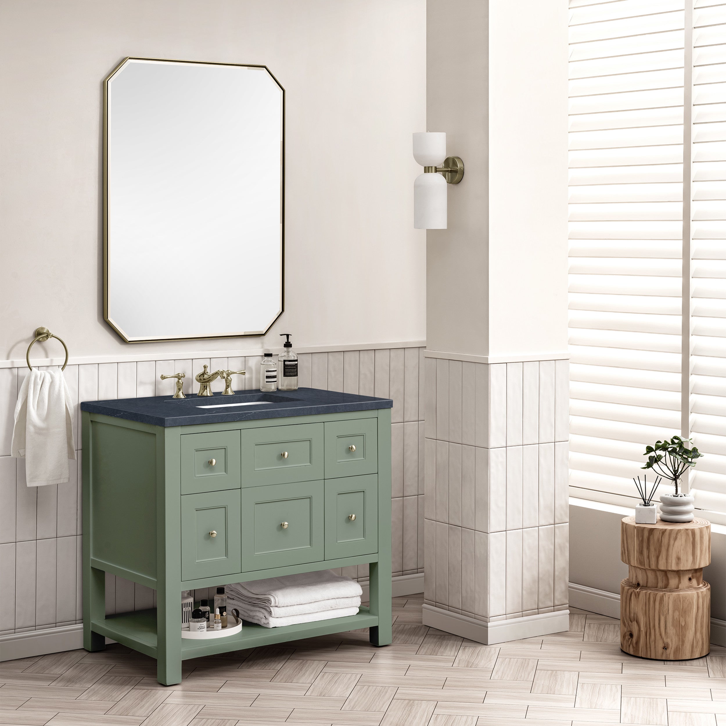 Smokey Celadon / Charcoal Soapstone - 3 Faucet Holes