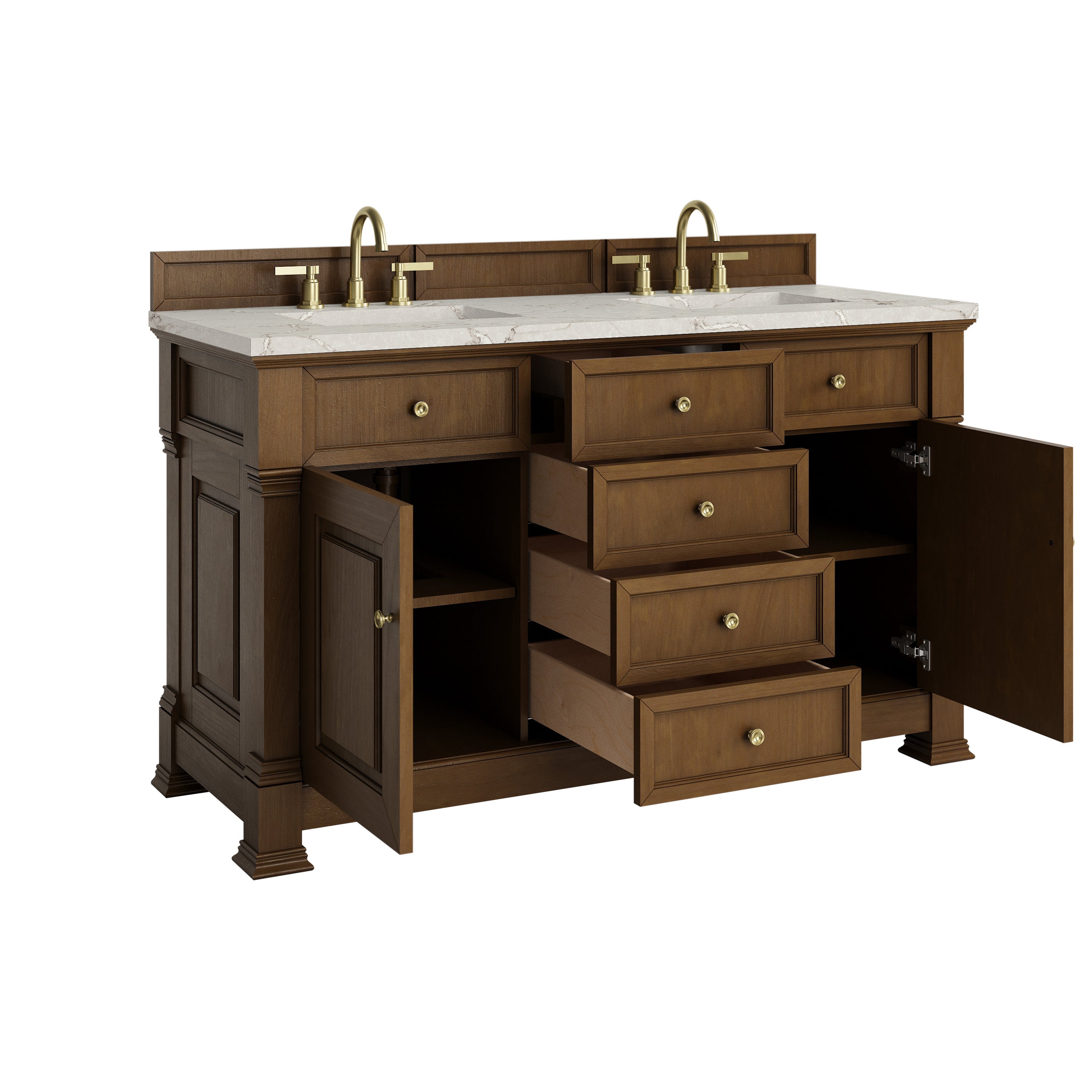Honey Oak / Victorian Silver - 3 Faucet Holes