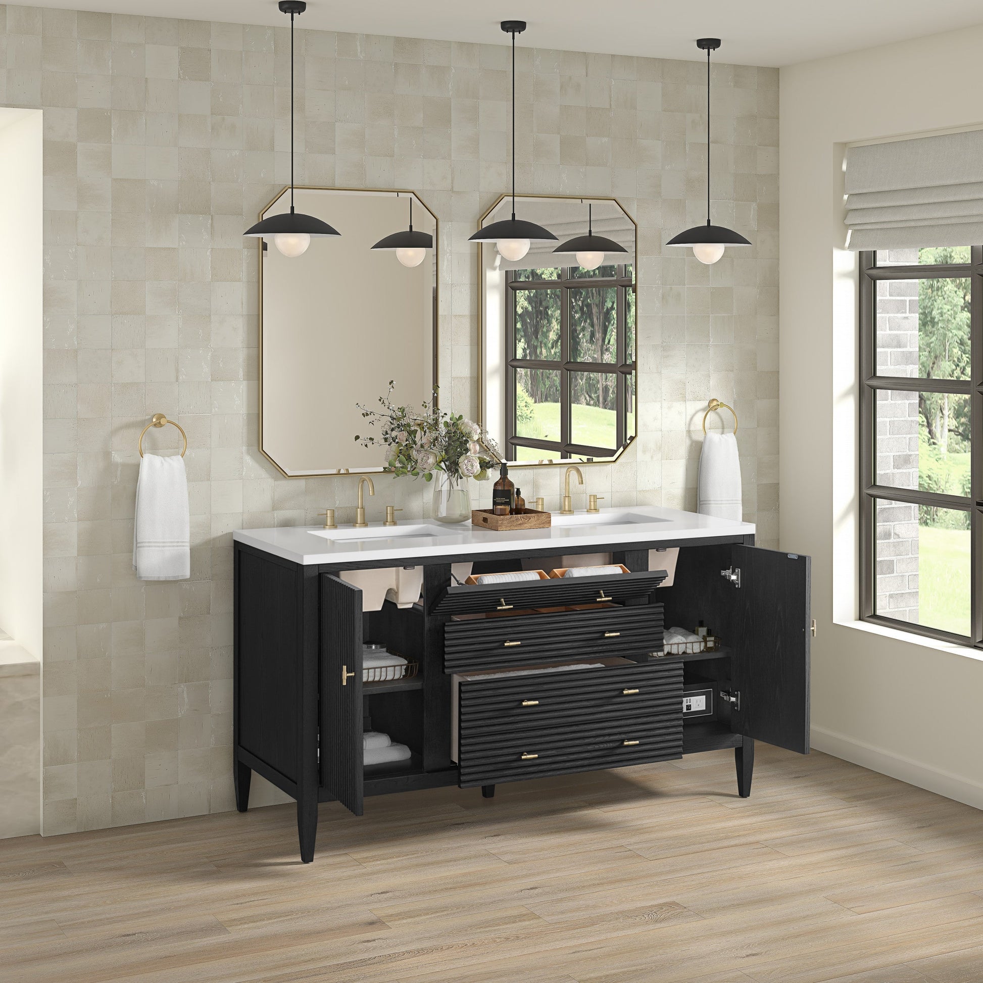 Carbon Oak / White Zeus - 3 Faucet Holes