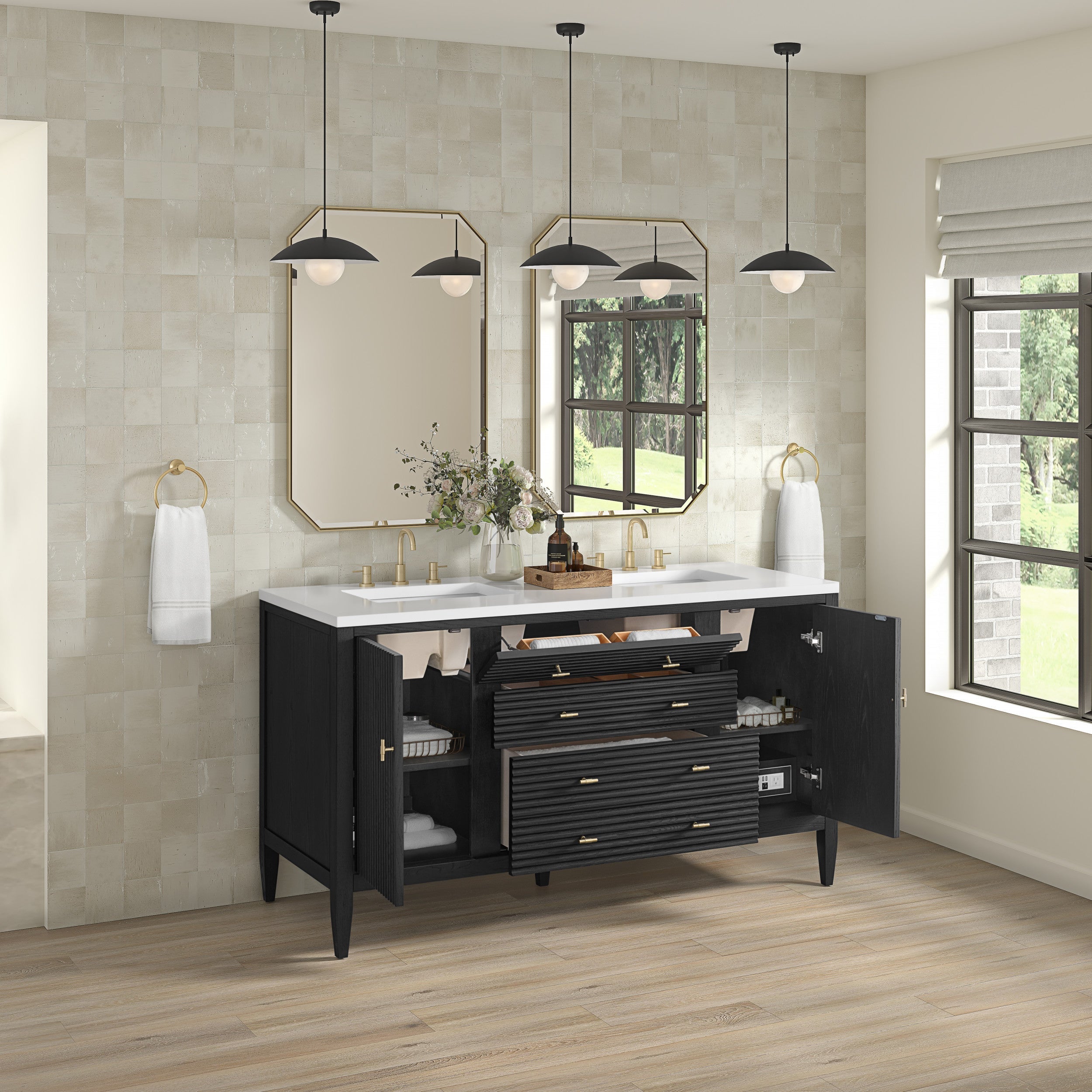 Carbon Oak / White Zeus - 3 Faucet Holes