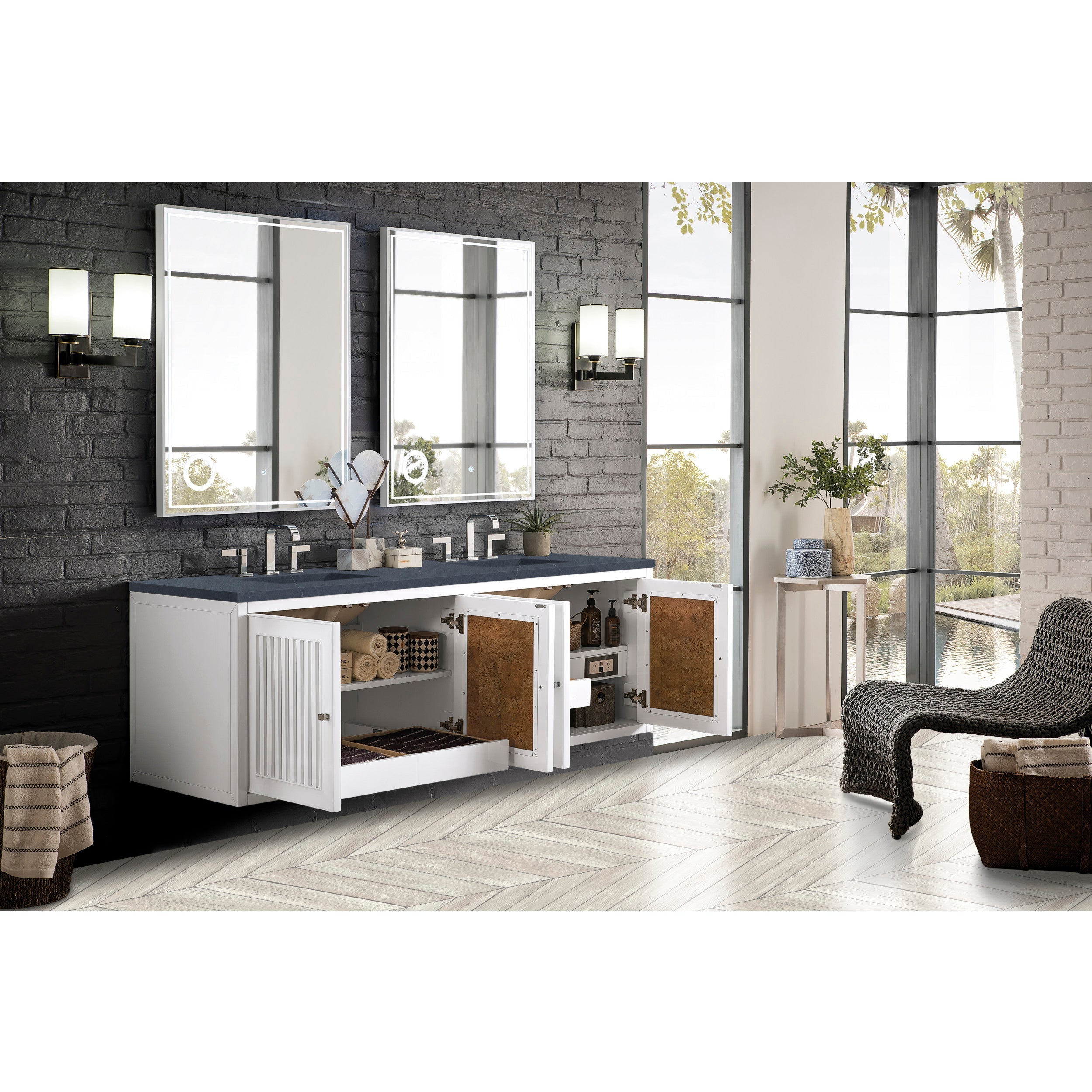 Glossy White / Charcoal Soapstone - 3 Faucet Holes