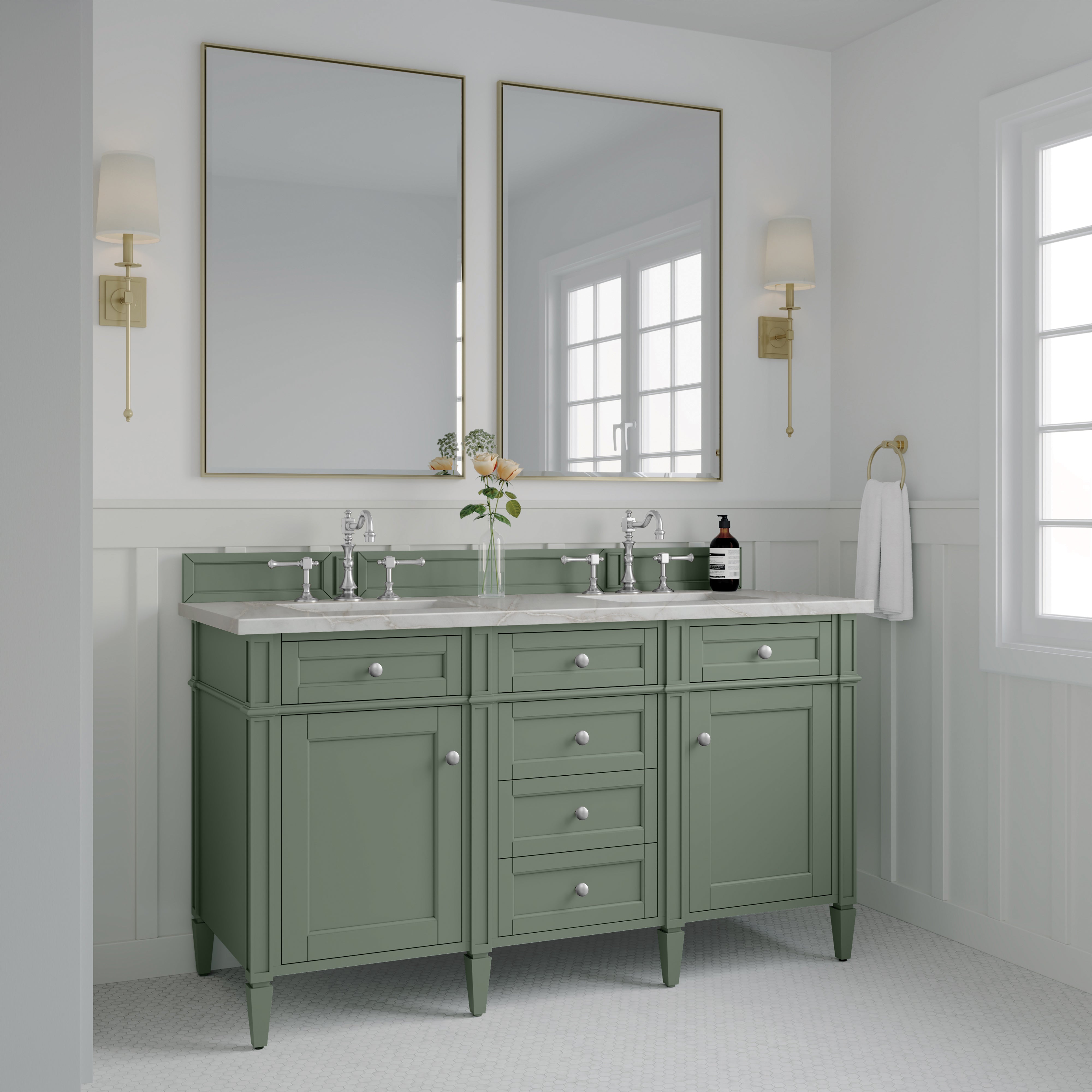 Smokey Celadon / Victorian Silver - 3 Faucet Holes