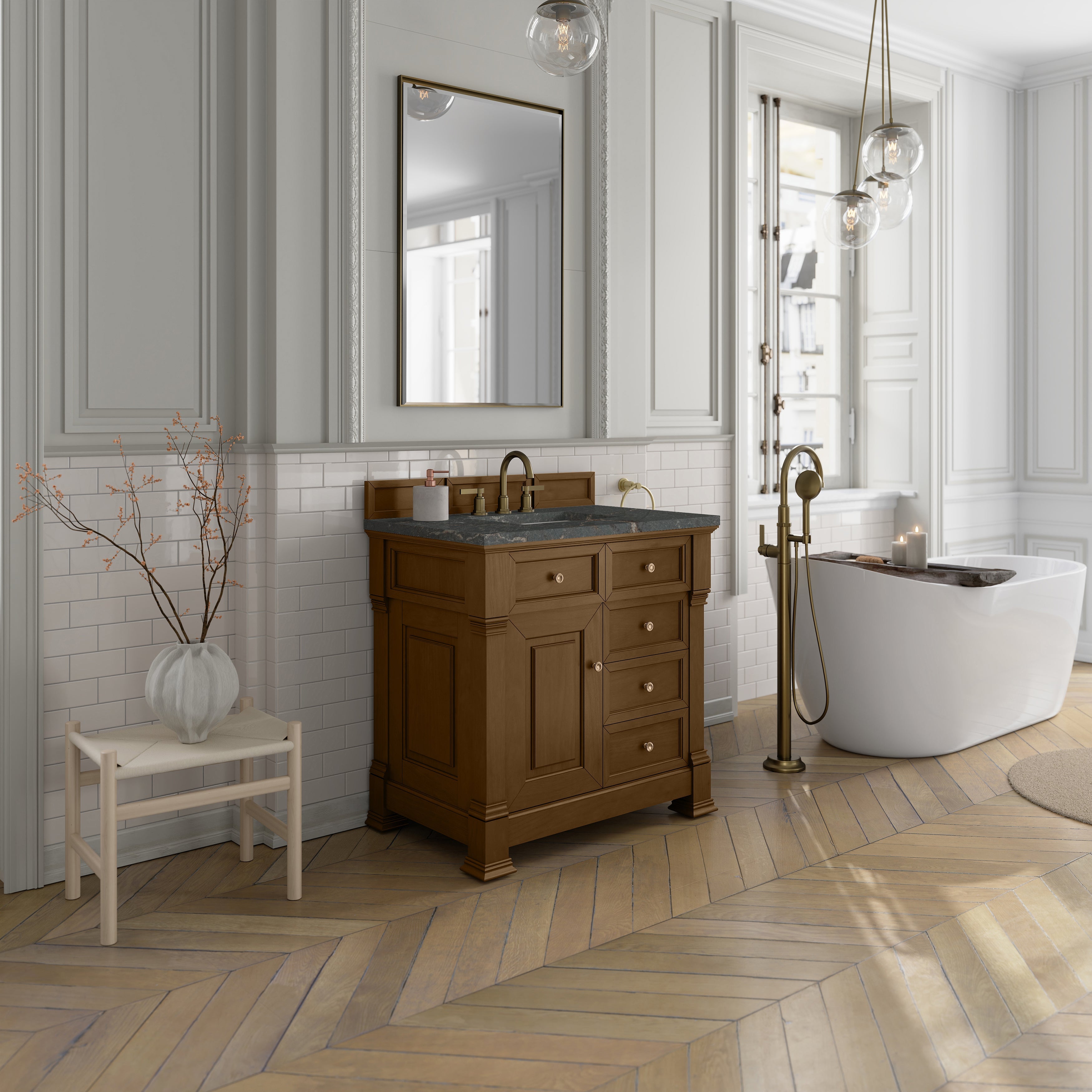 Honey Oak / Parisien Bleu - 3 Faucet Holes