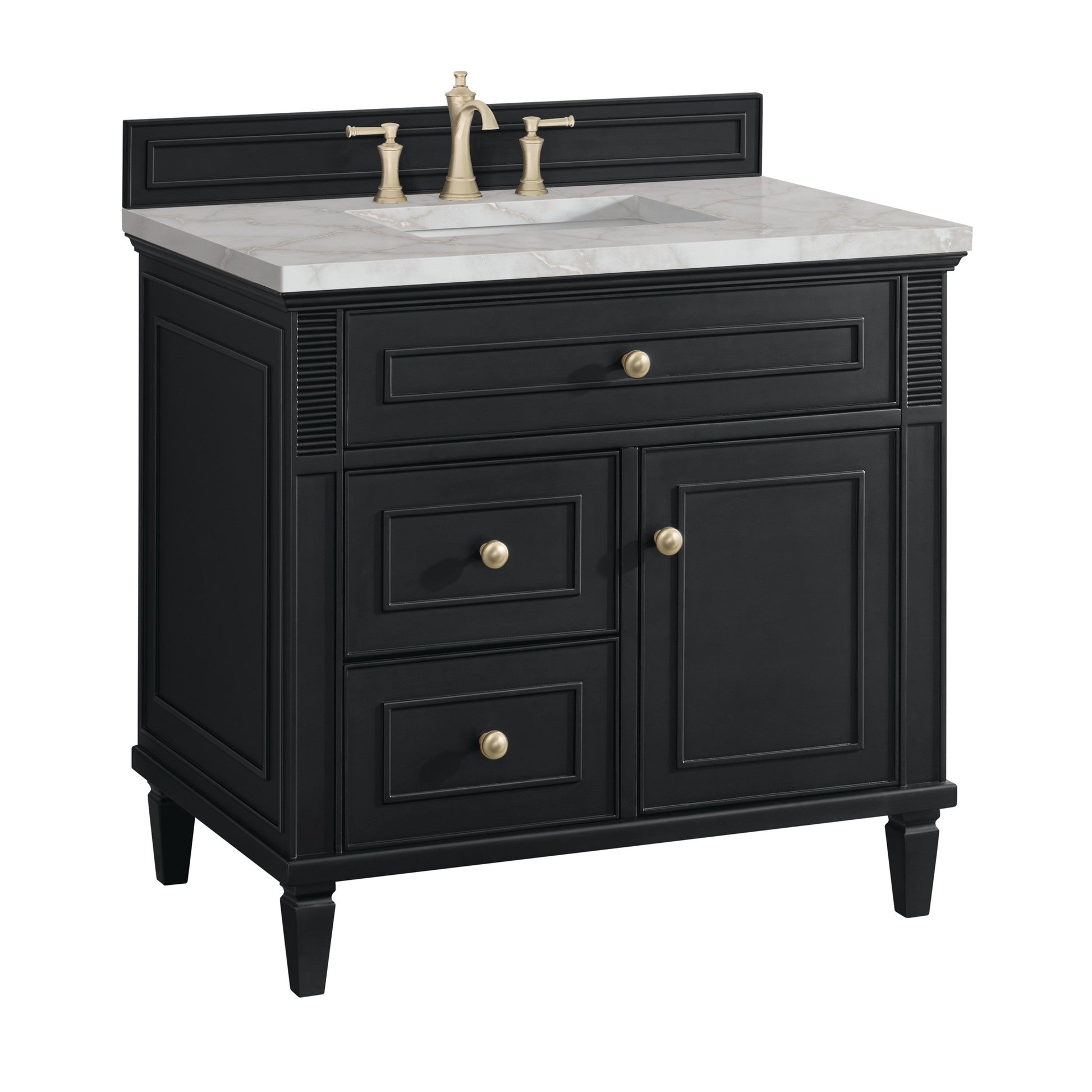 Black Onyx / Victorian Silver - 3 Faucet Holes