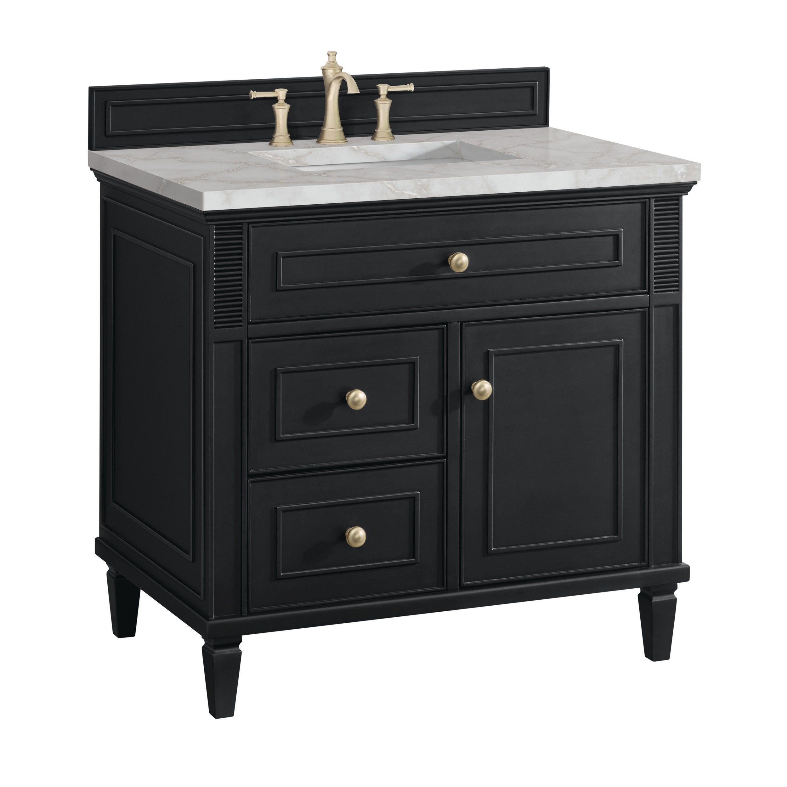 Black Onyx / Victorian Silver - 3 Faucet Holes