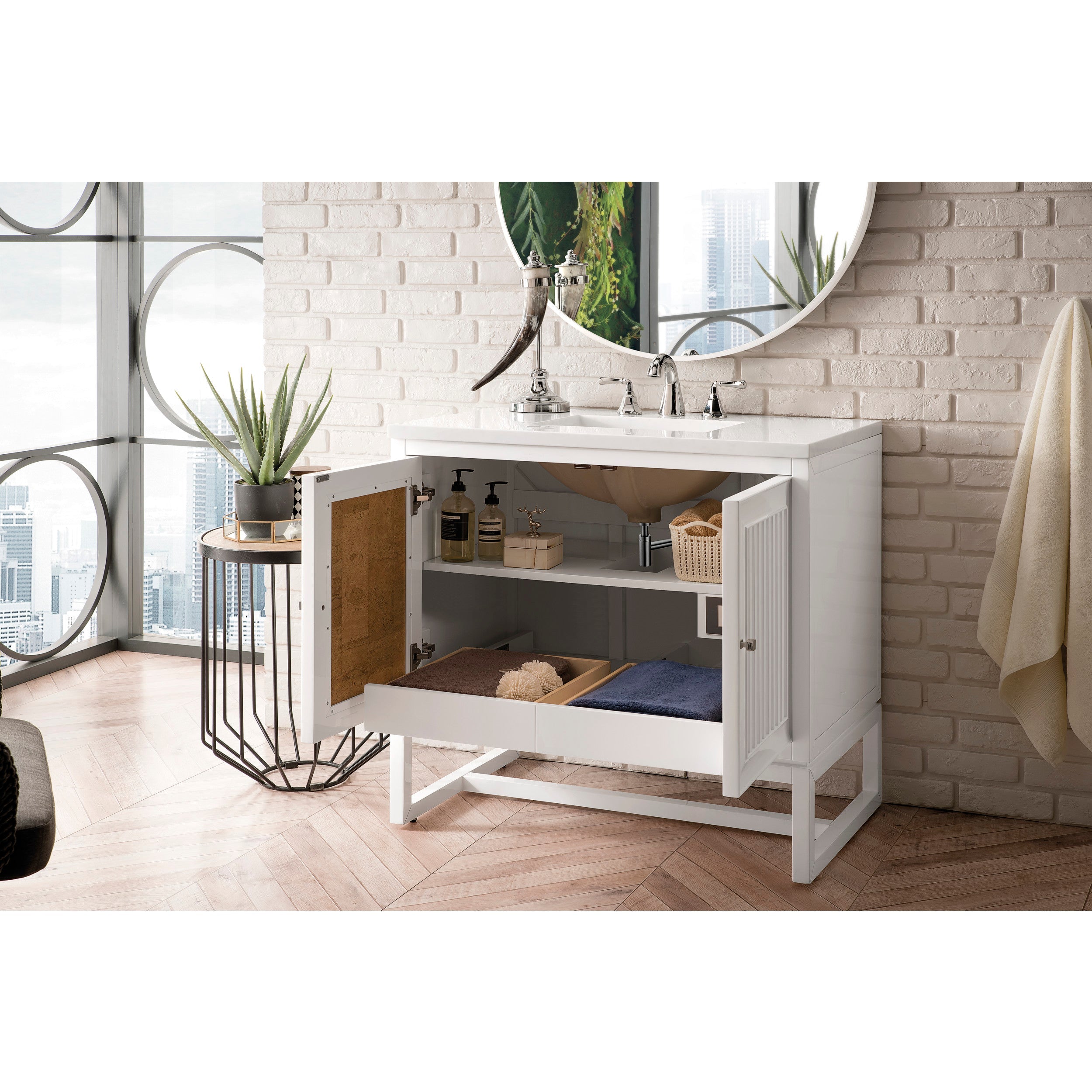 Glossy White / White Zeus - 3 Faucet Holes