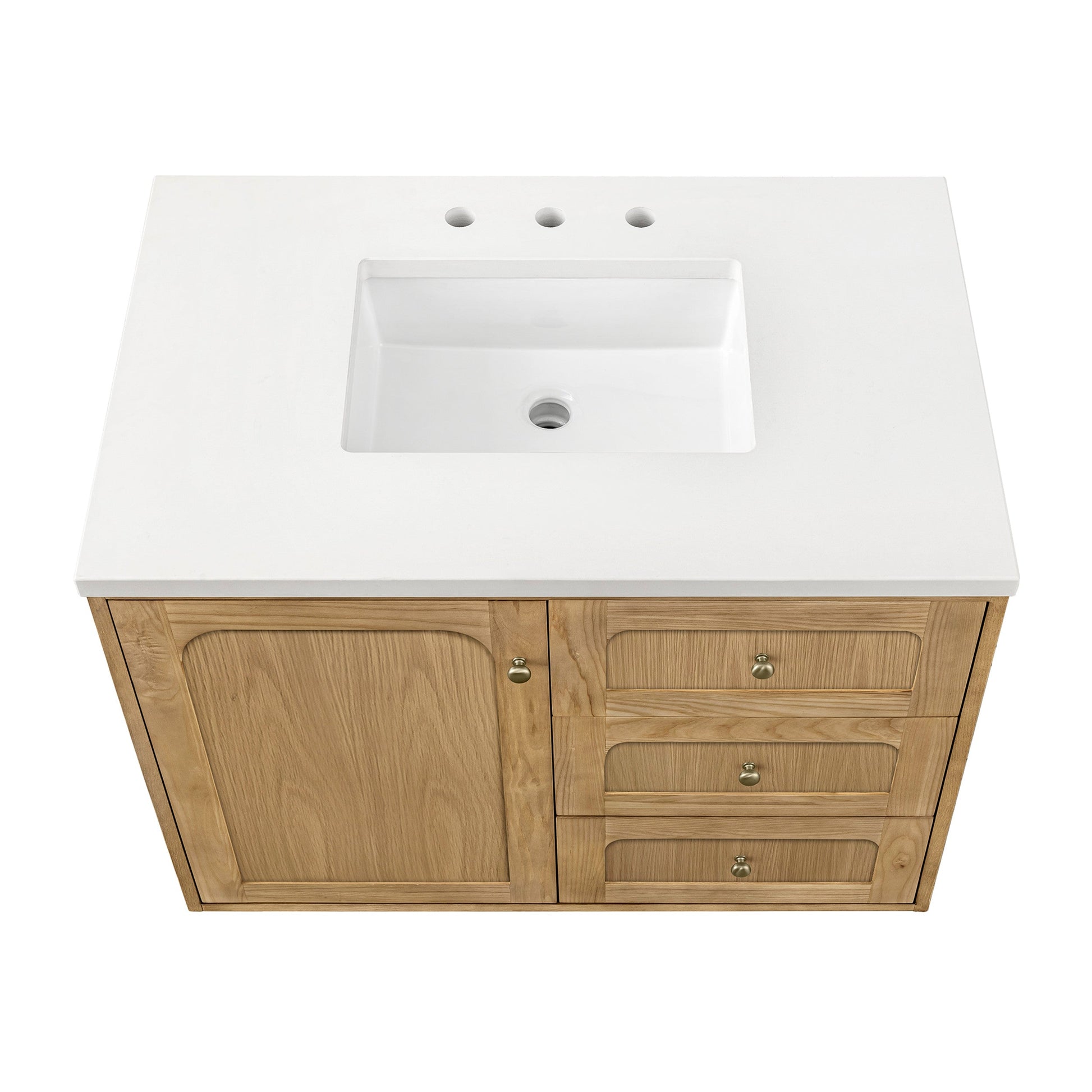 Light Natural Oak / White Zeus - 3 Faucet Holes