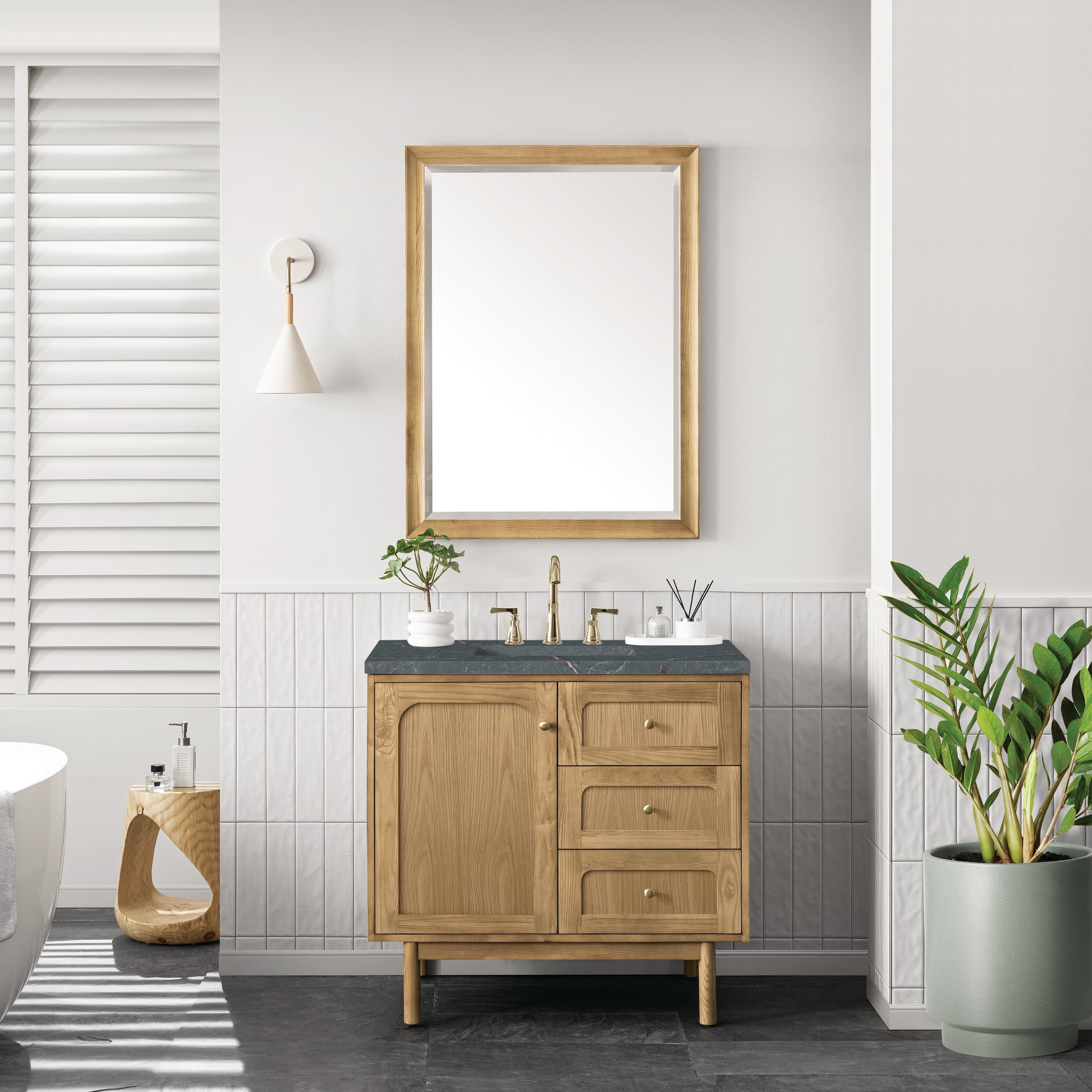 Light Natural Oak / Parisien Bleu - 3 Faucet Holes