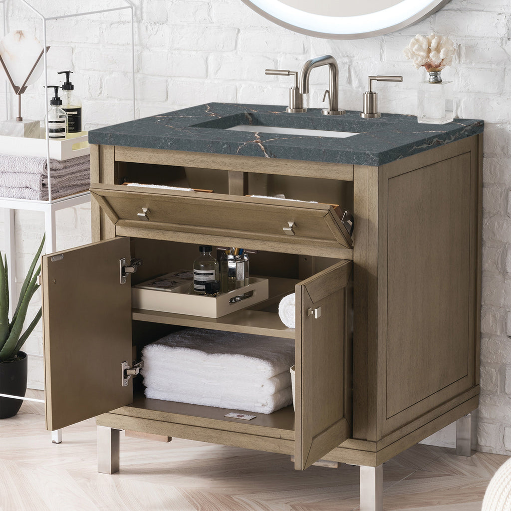 Whitewashed Walnut / Parisien Bleu - 3 Faucet Holes