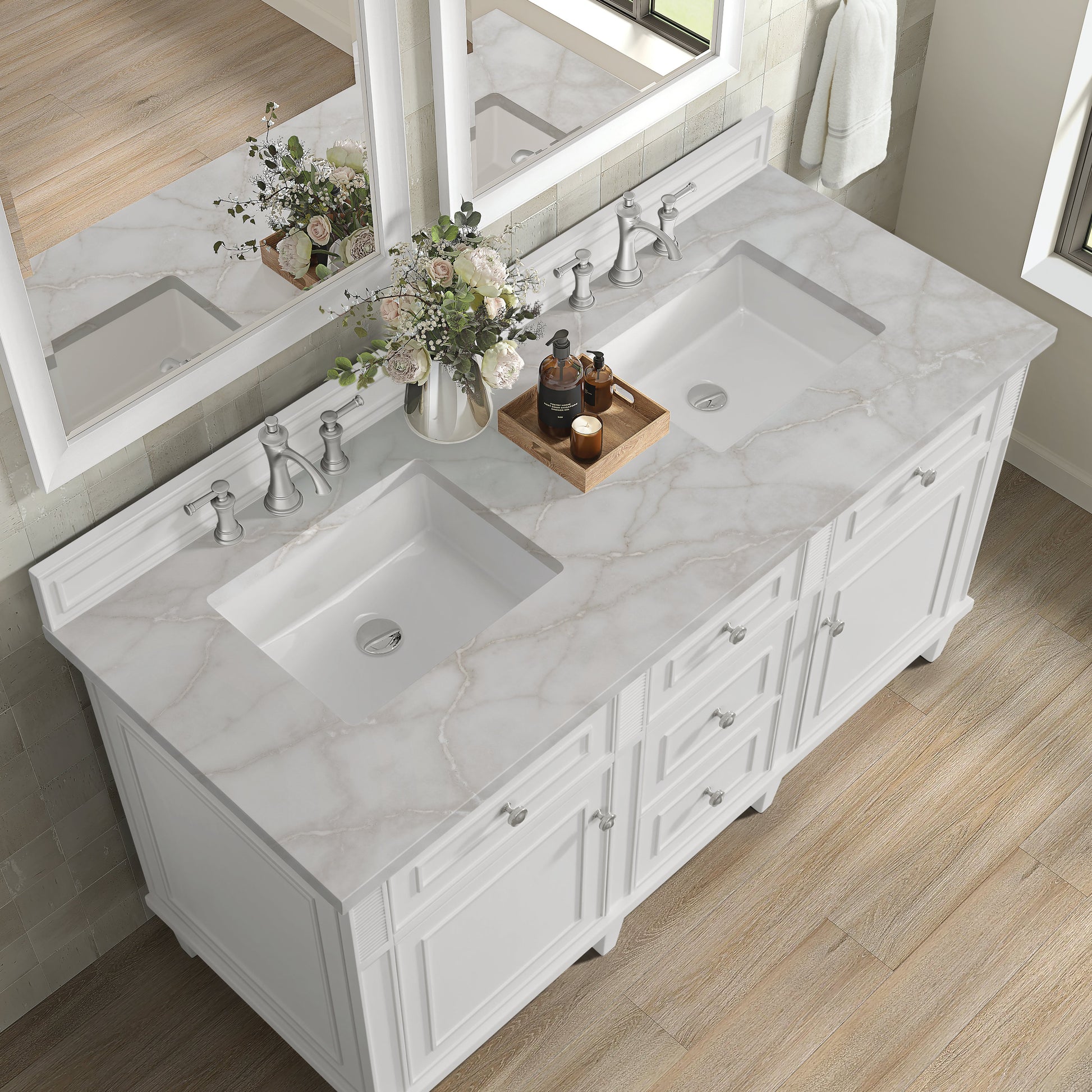 Bright White / Victorian Silver - 3 Faucet Holes