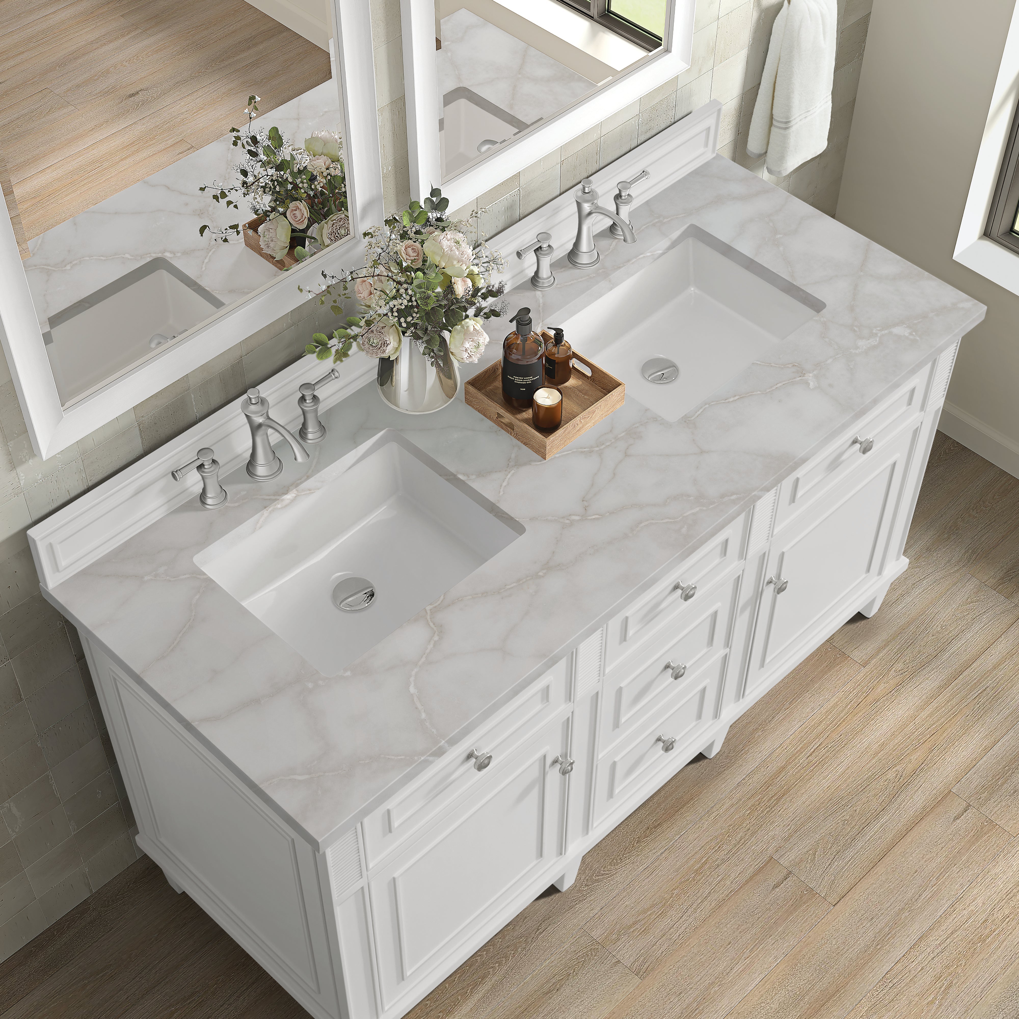 Bright White / Victorian Silver - 3 Faucet Holes