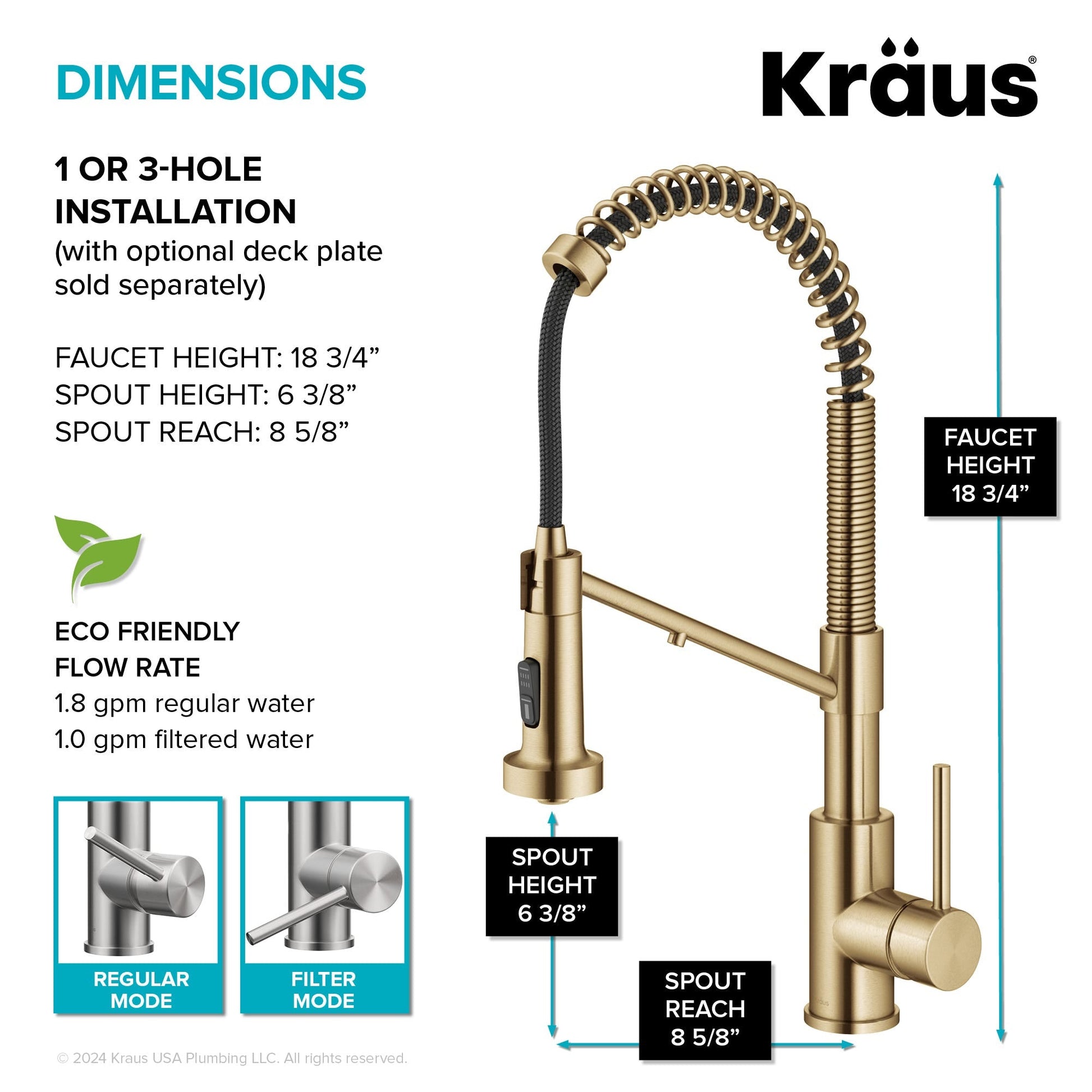 Brushed Brass / 2-in-1 Filter