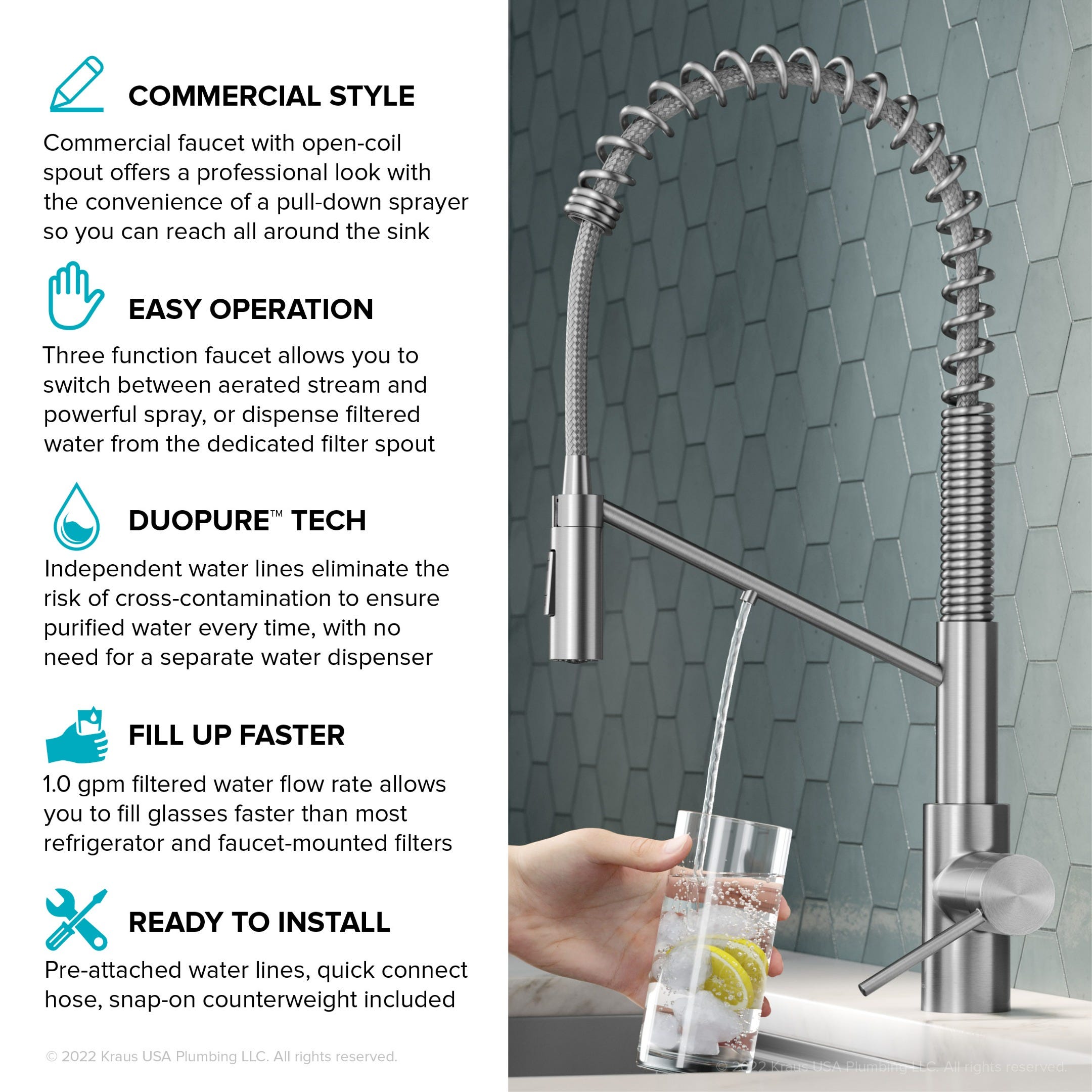Spot Free Stainless Steel / 2-in-1 Filter / No