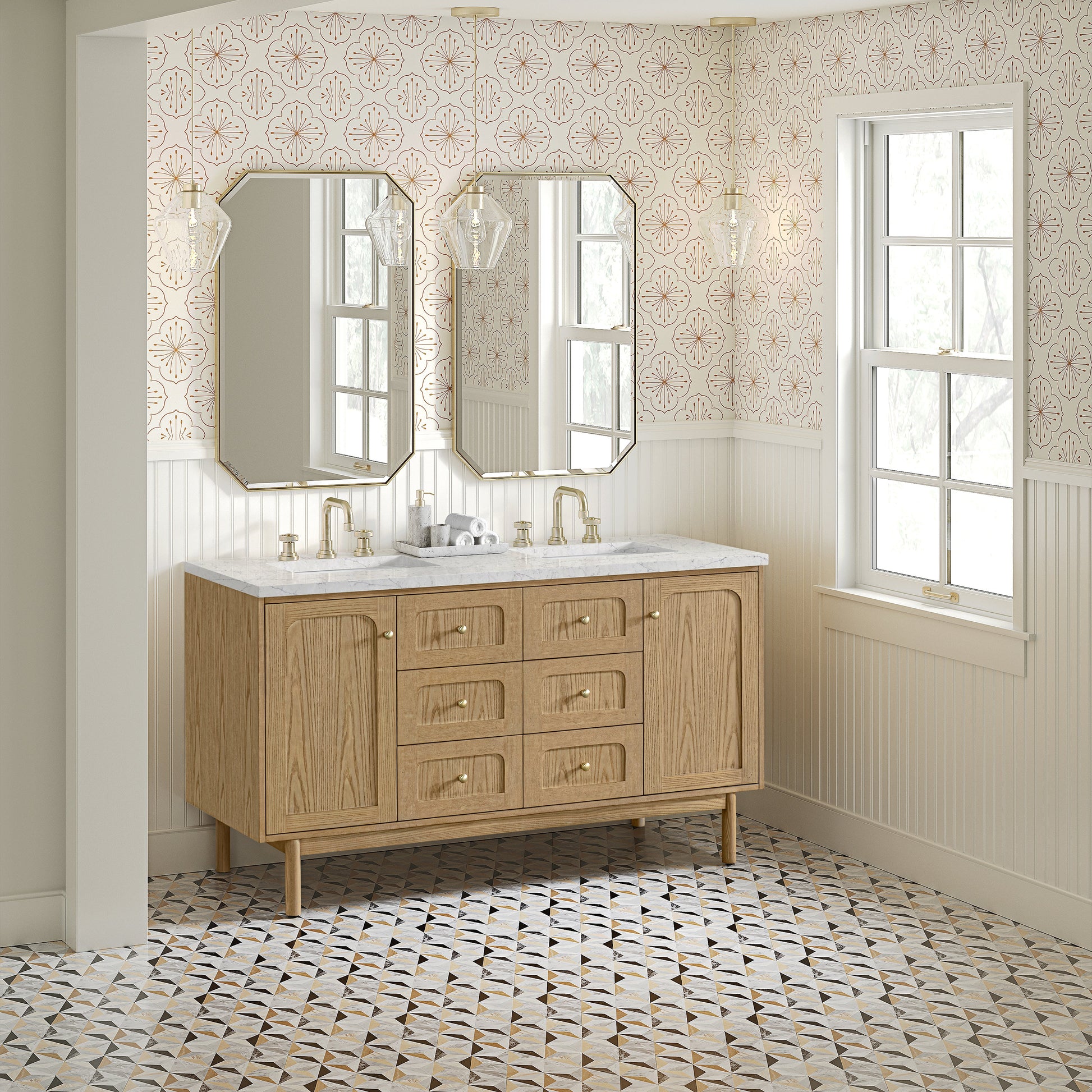 Light Natural Oak / Eternal Jasmine Pearl - 3 Faucet Holes