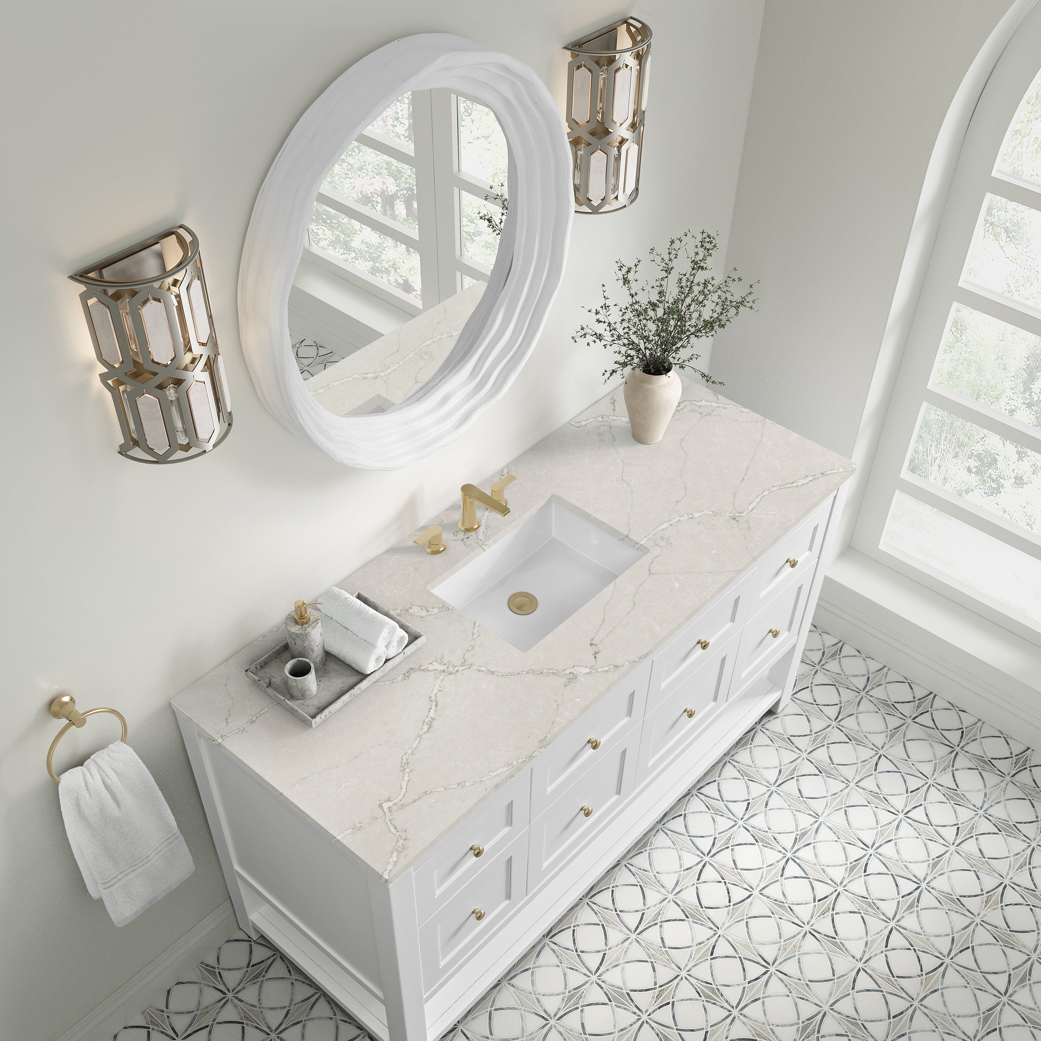 Bright White / Victorian Silver - 3 Faucet Holes