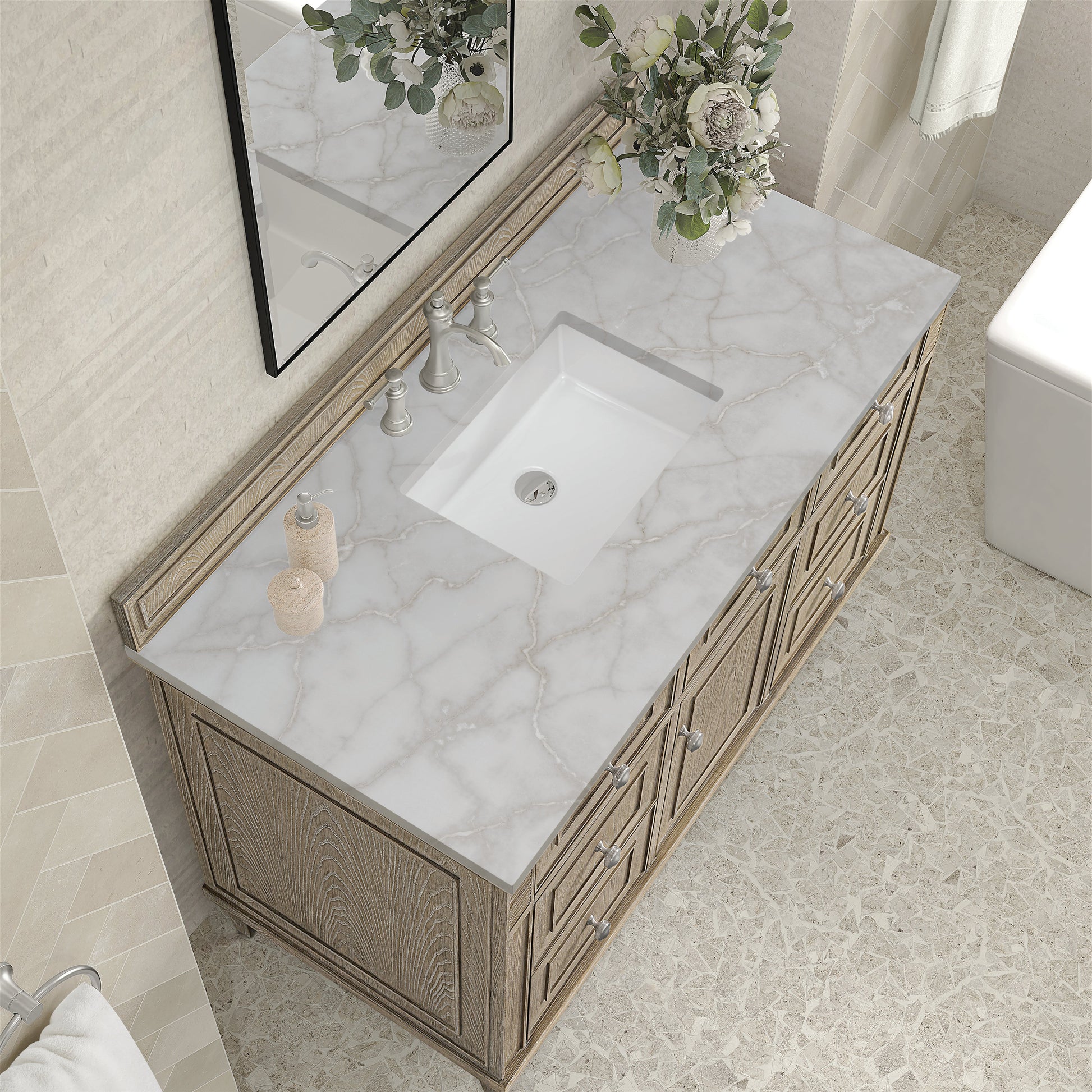 Whitewashed Oak / Victorian Silver - 3 Faucet Holes