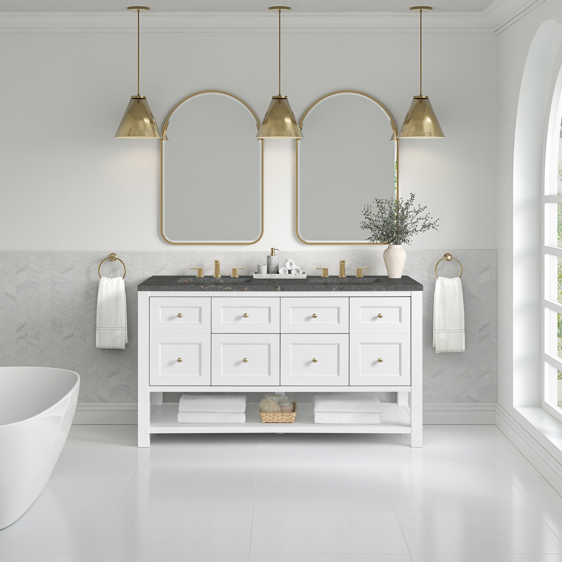 Bright White / Parisien Bleu - 3 Faucet Holes