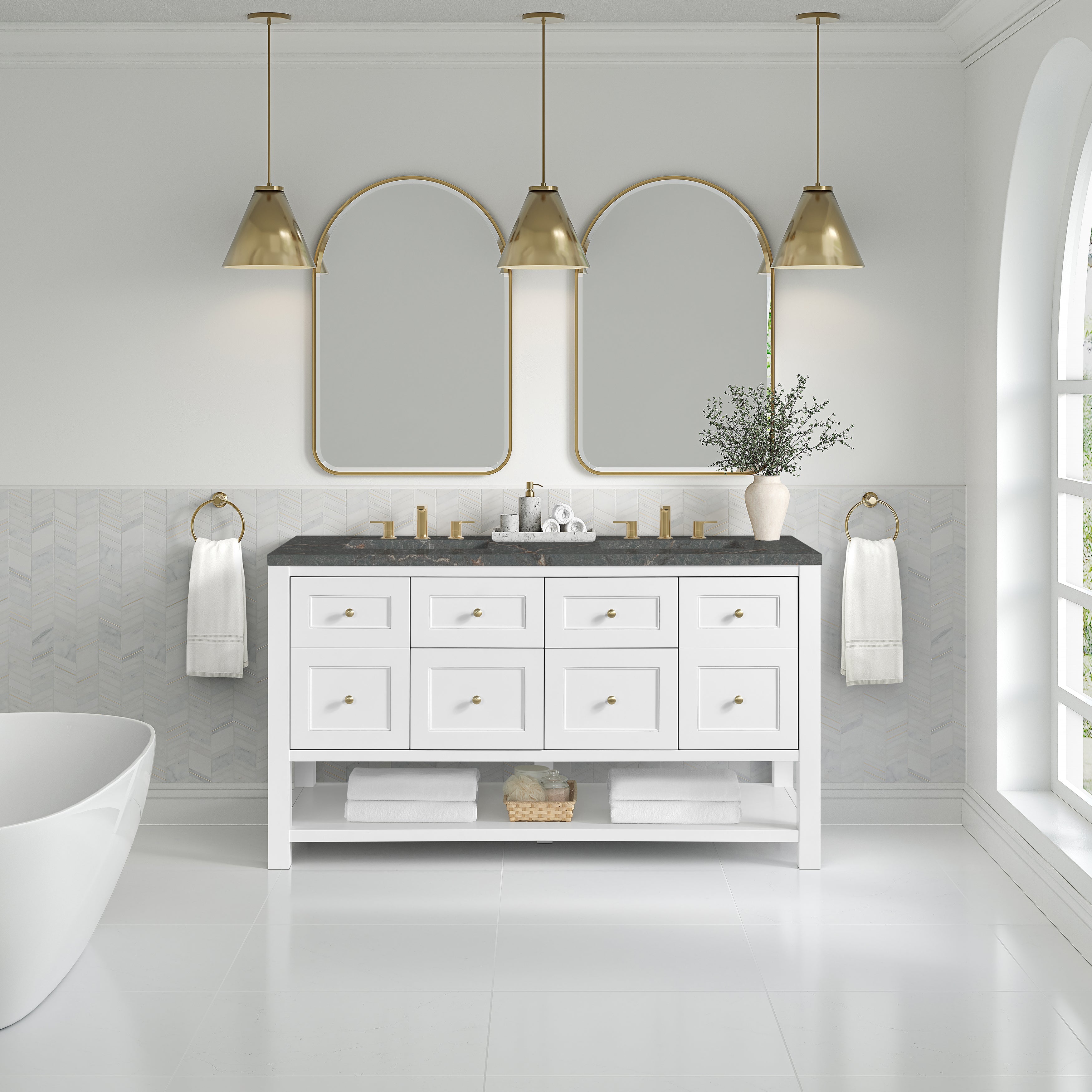 Bright White / Parisien Bleu - 3 Faucet Holes