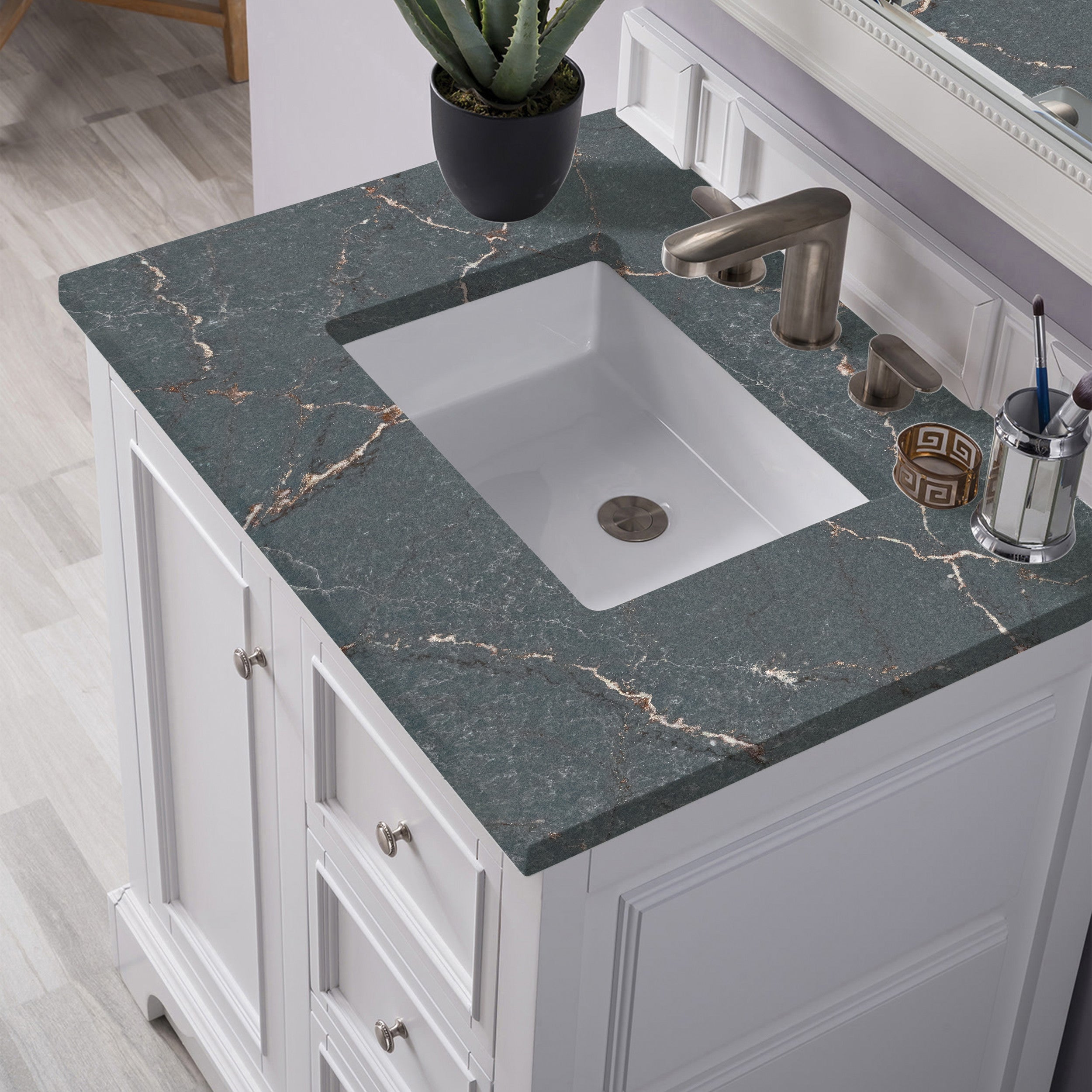 Bright White / Parisien Bleu - 3 Faucet Holes