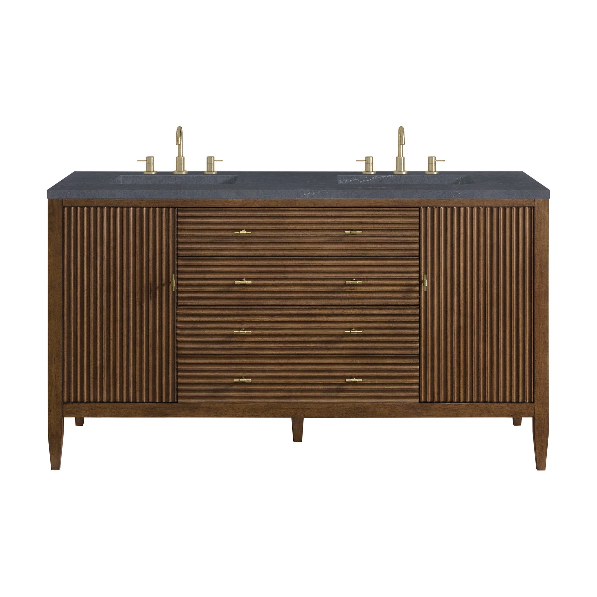 Mid-Century Walnut / Charcoal Soapstone - 3 Faucet Holes