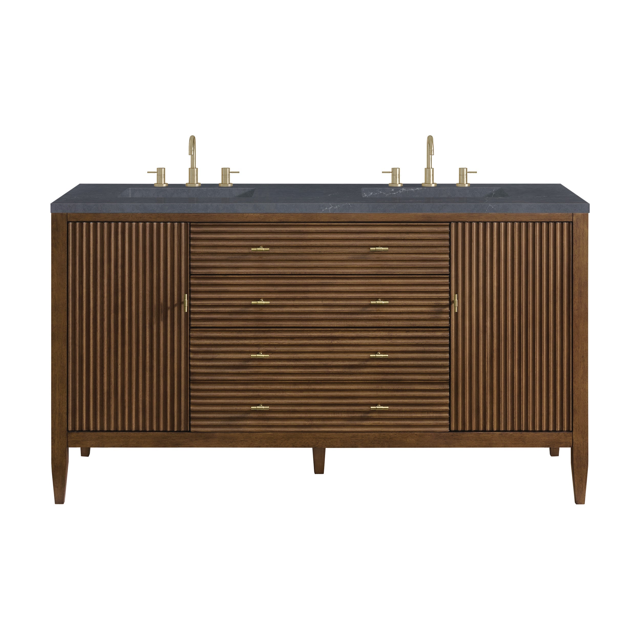 Mid-Century Walnut / Charcoal Soapstone - 3 Faucet Holes