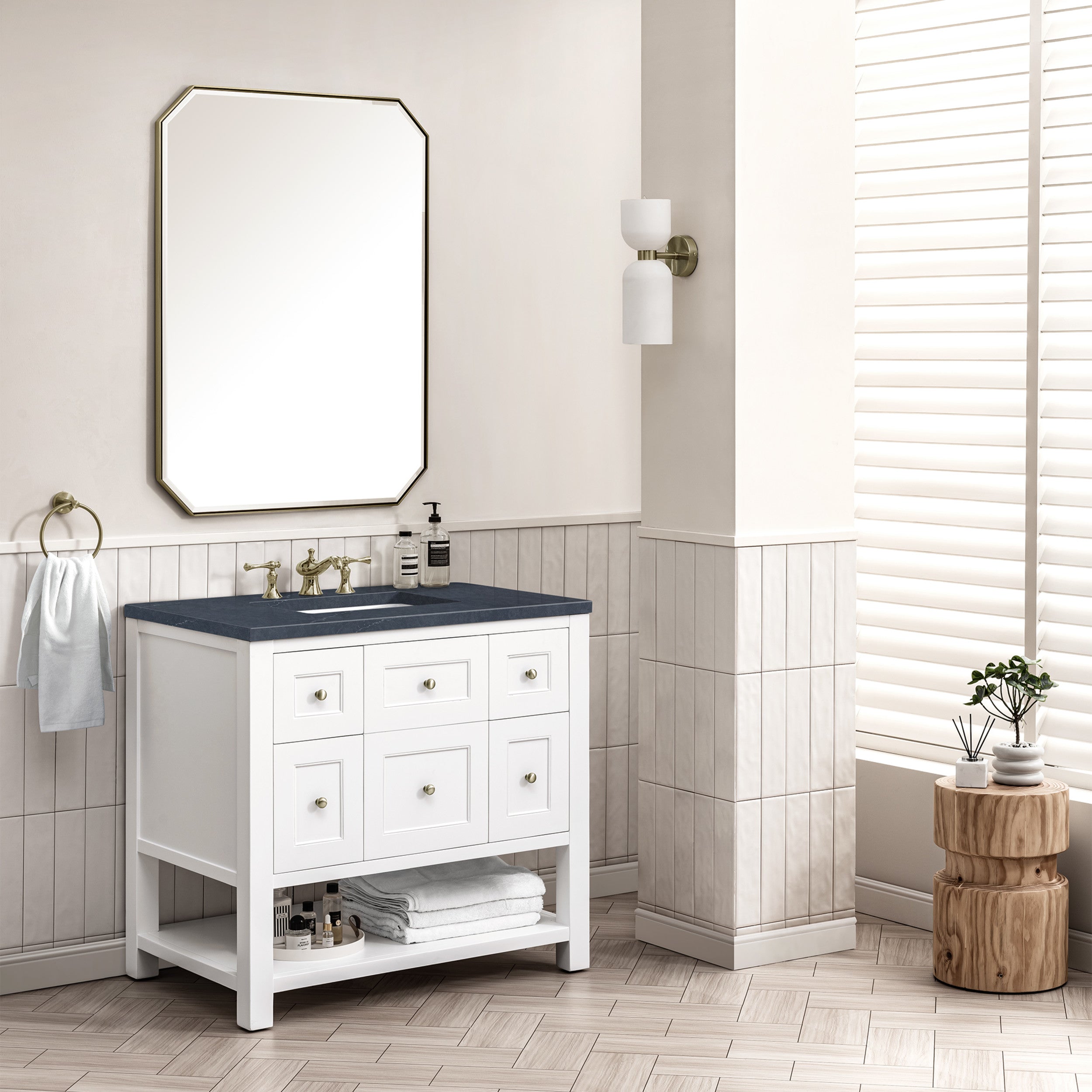 Bright White / Charcoal Soapstone - 3 Faucet Holes