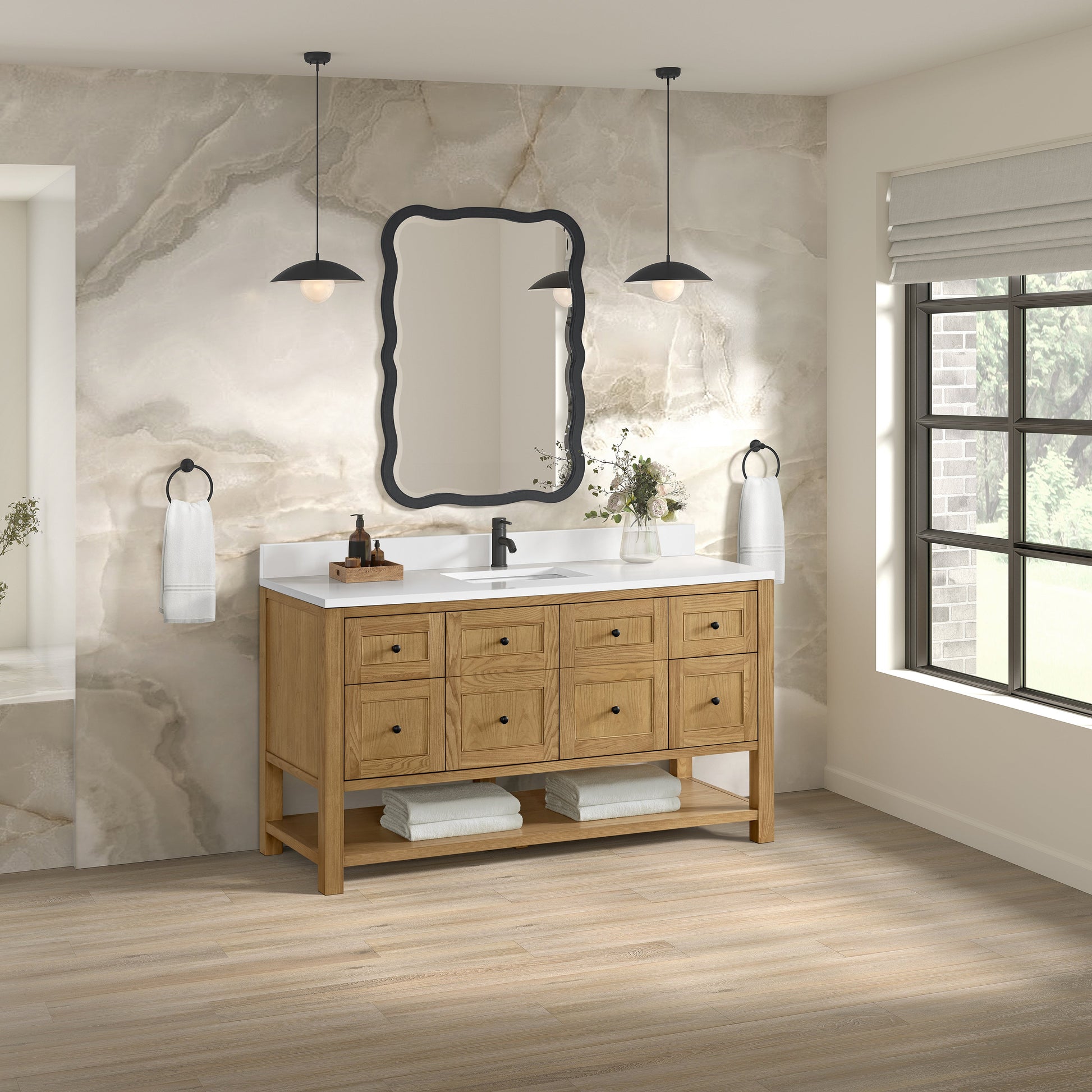 Light Natural Oak / White Zeus - 1 Faucet Hole