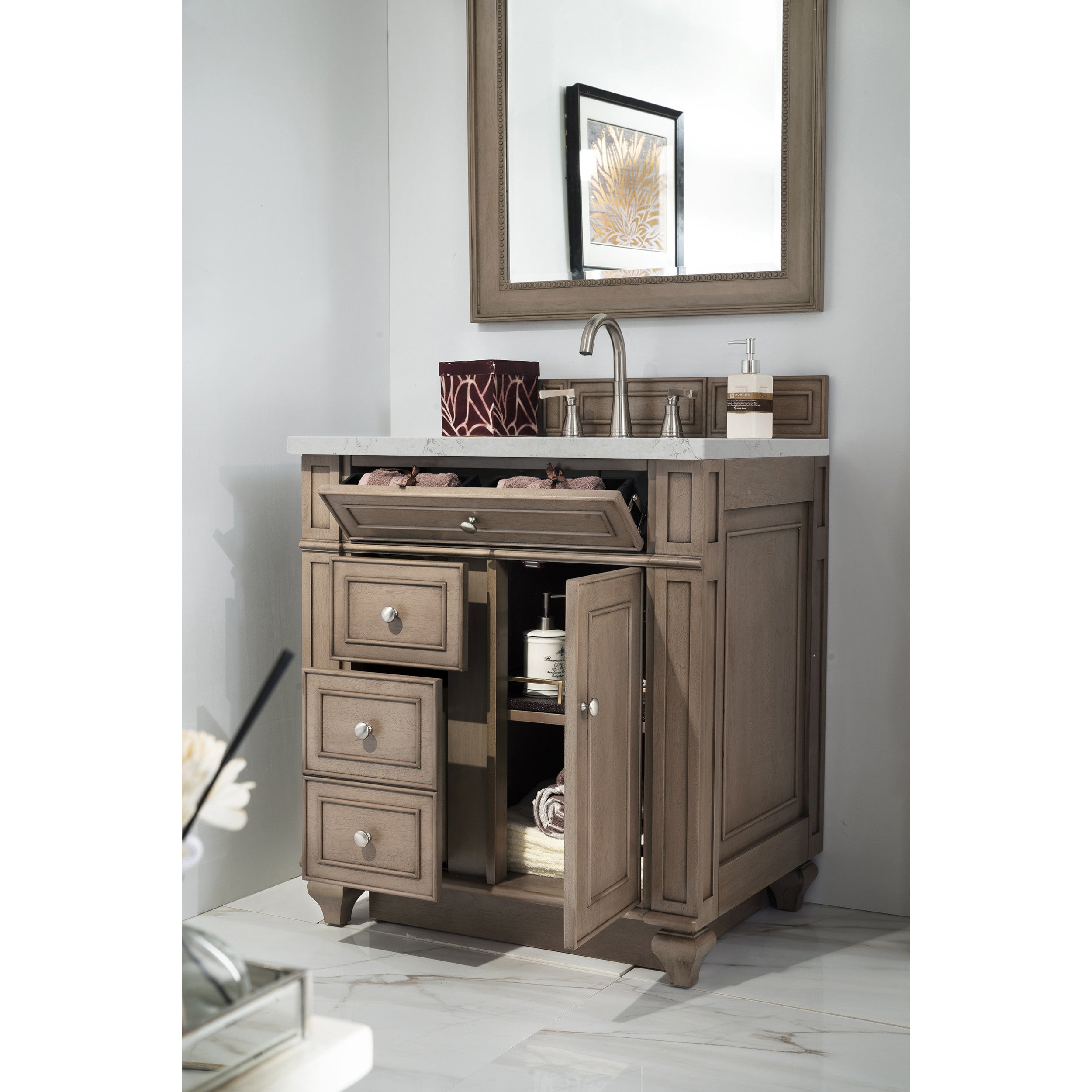 Whitewashed Walnut / Eternal Jasmine Pearl - 3 Faucet Holes