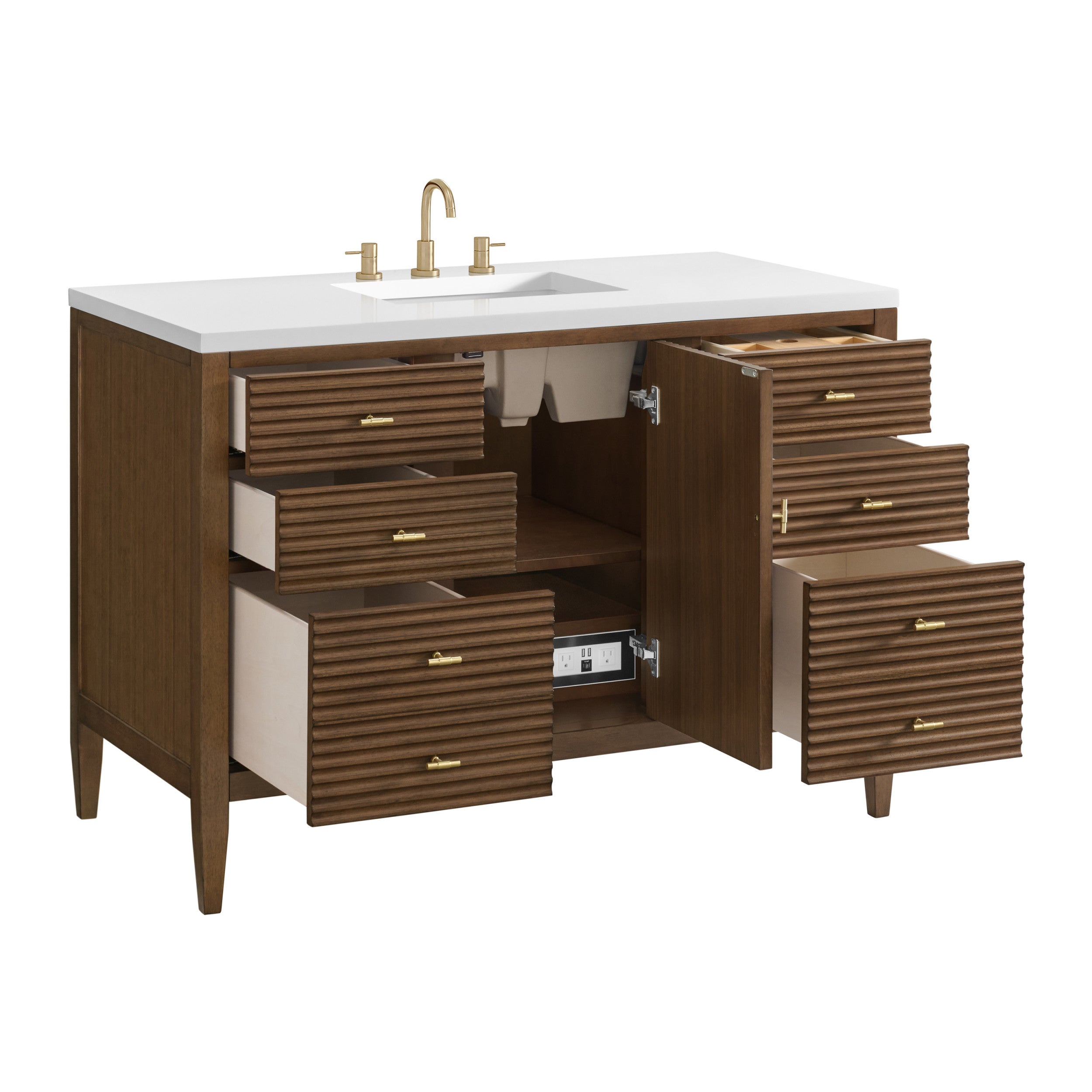 Mid-Century Walnut / White Zeus - 3 Faucet Holes