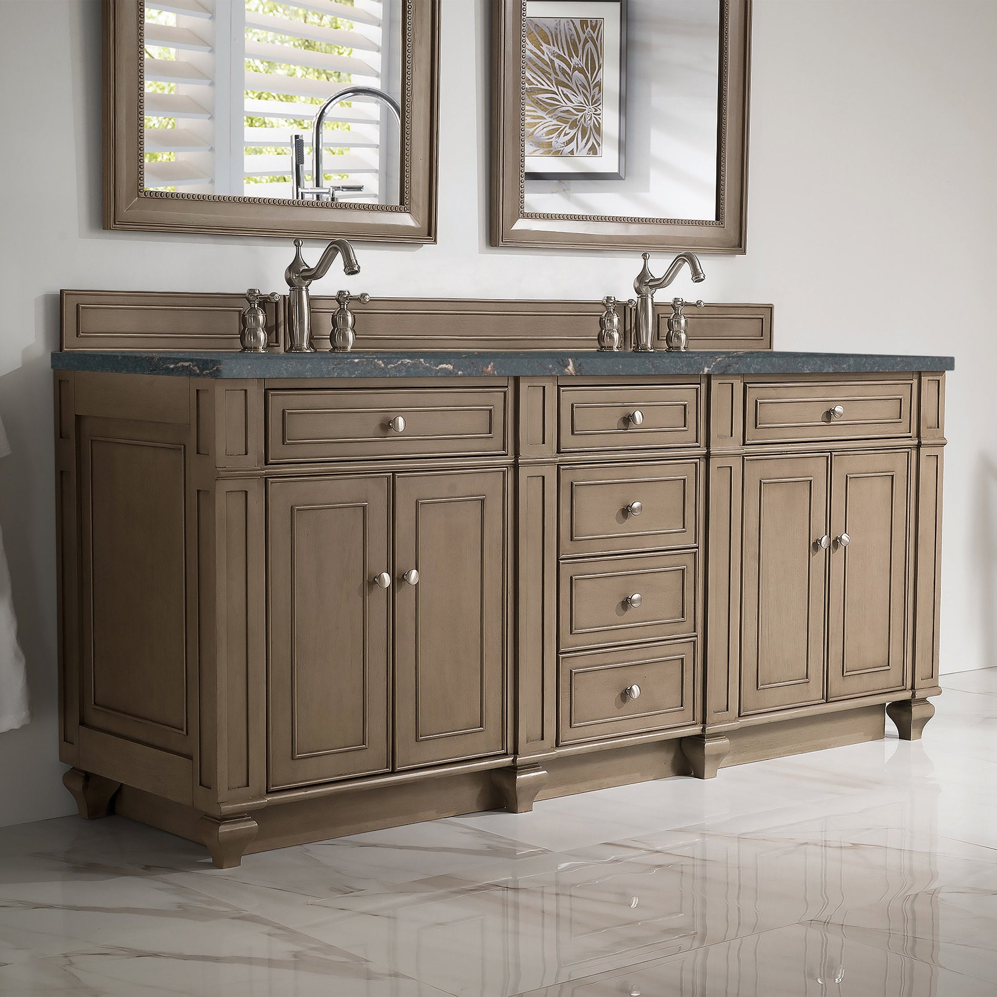 Whitewashed Walnut / Parisien Bleu - 3 Faucet Holes