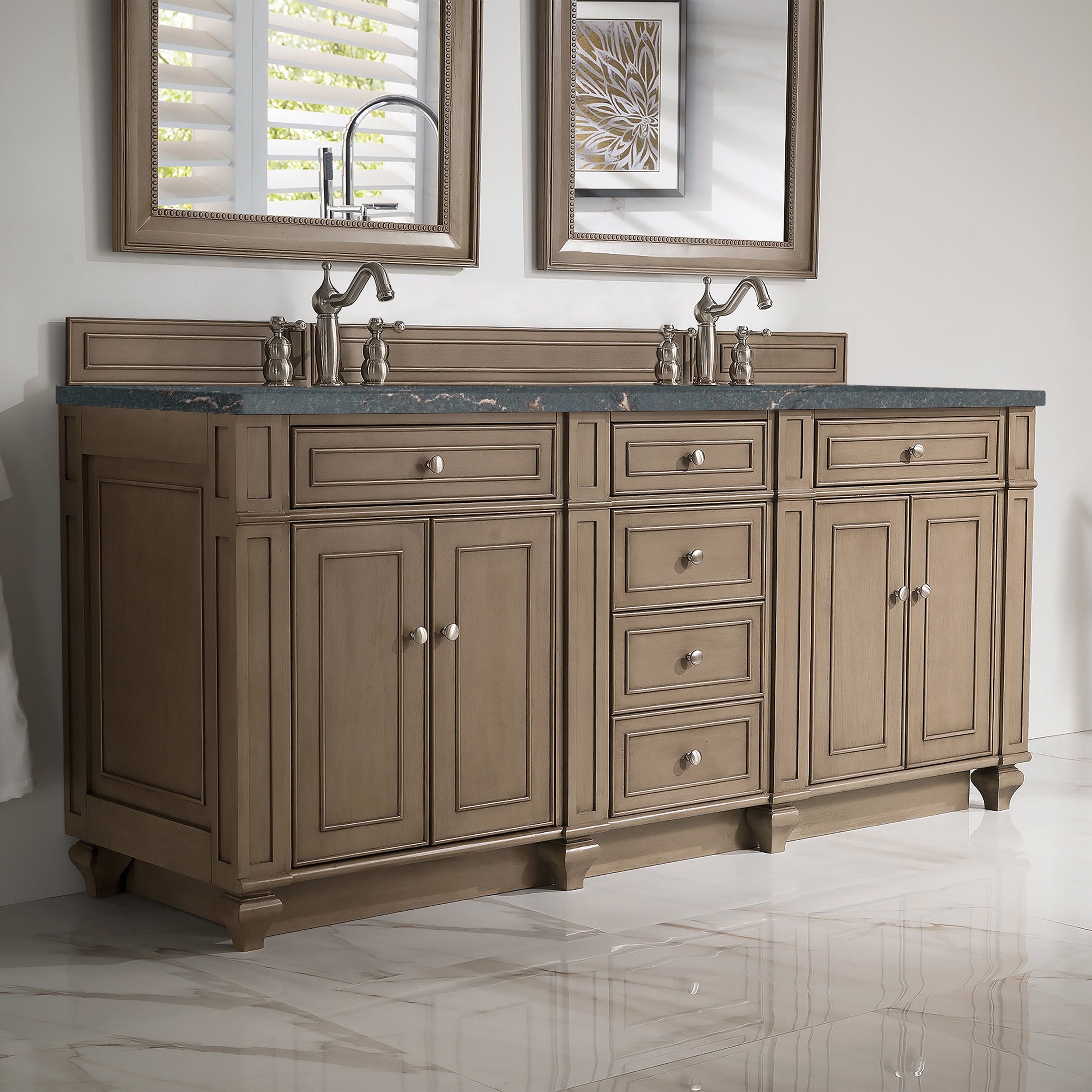 Whitewashed Walnut / Parisien Bleu - 3 Faucet Holes