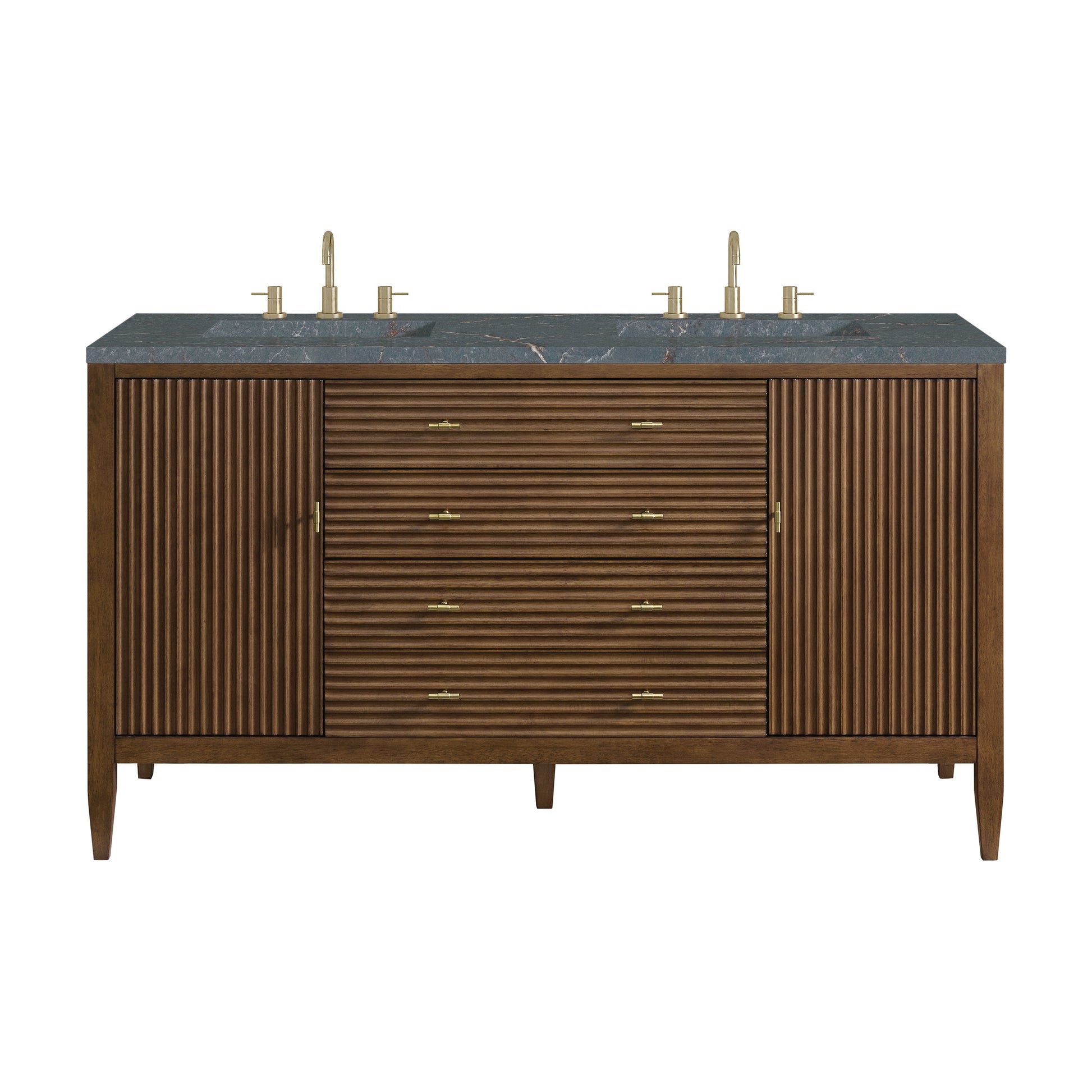 Mid-Century Walnut / Parisien Bleu - 3 Faucet Holes