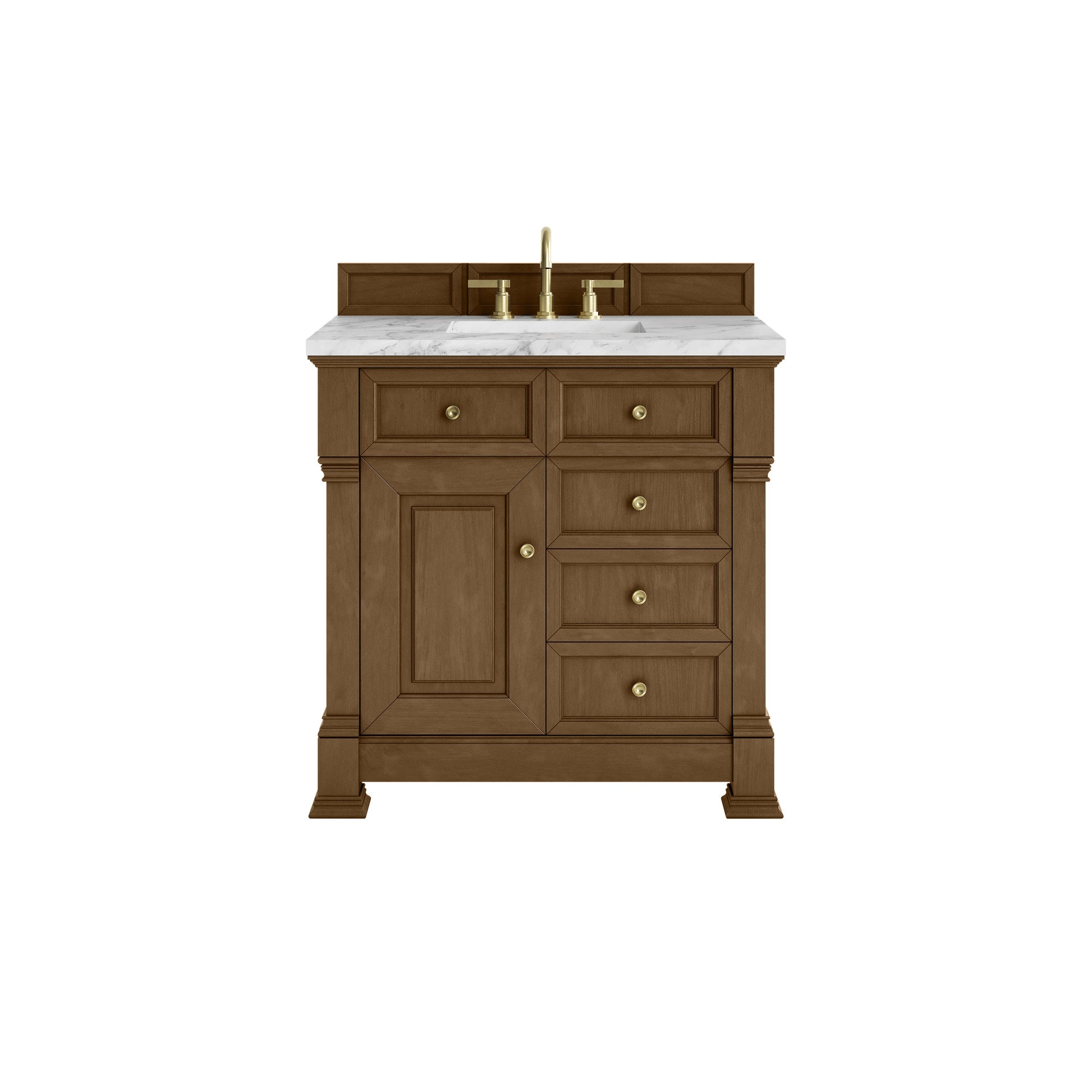 Honey Oak / Carrara White - 3 Faucet Holes