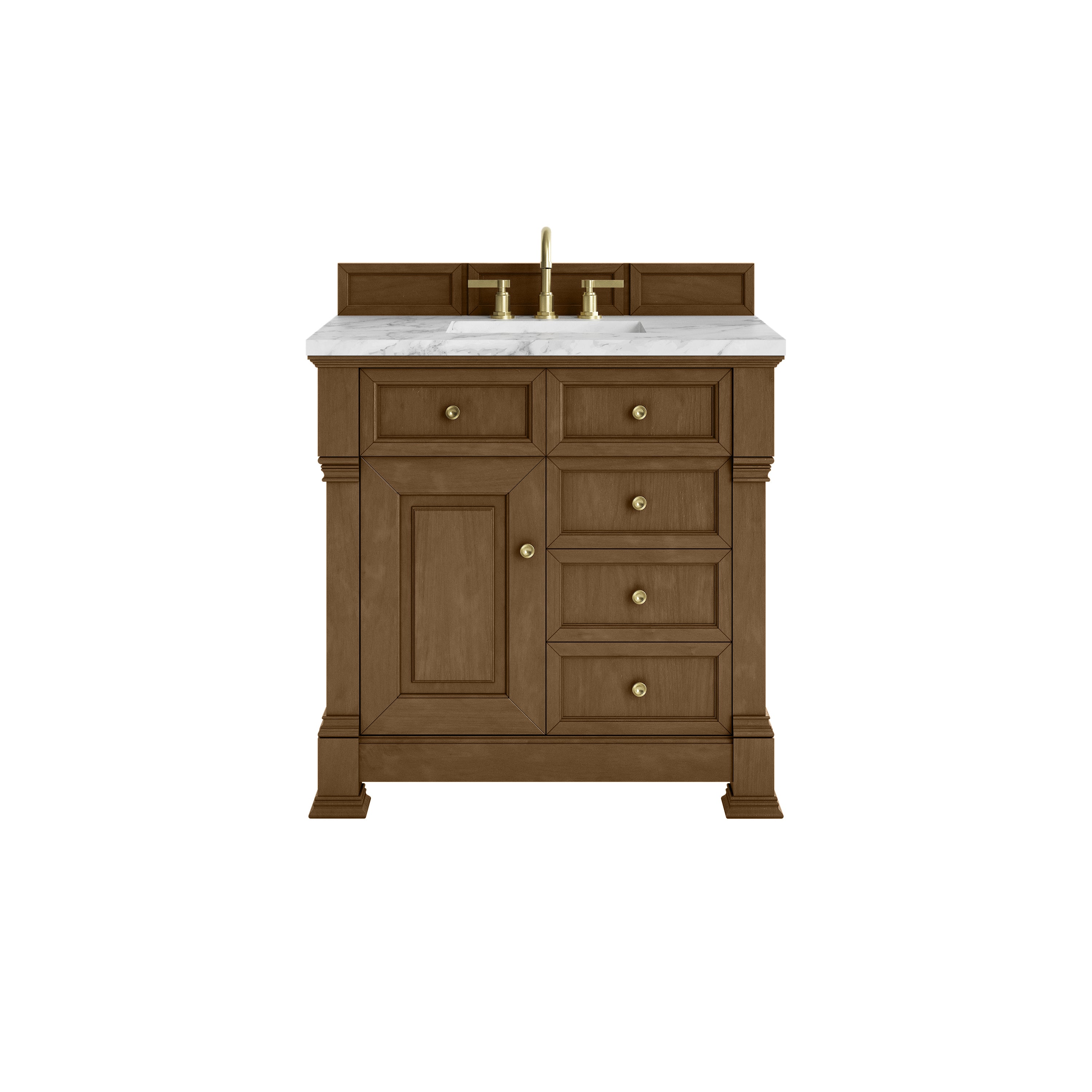 Honey Oak / Carrara White - 3 Faucet Holes
