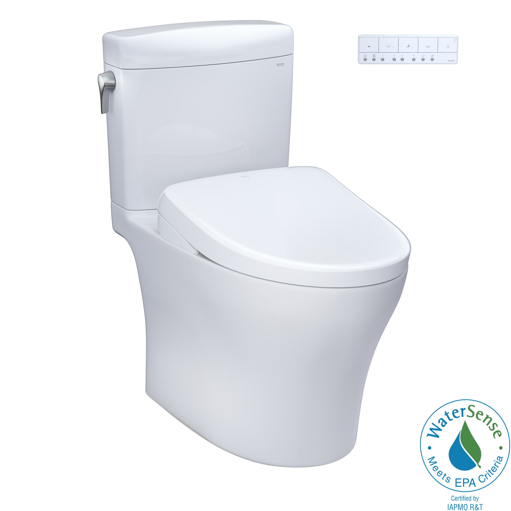 Toto Washlet+ Aquia IV Cube Two Piece Elongated Dual Flush 1.28 and 0.9 GPF Toilet with Auto Flush S7 Contemporary Bidet Seat