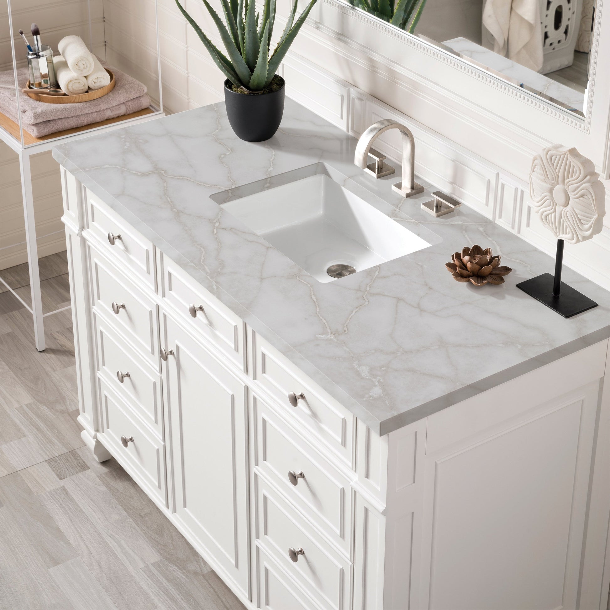 Bright White / Victorian Silver - 3 Faucet Holes