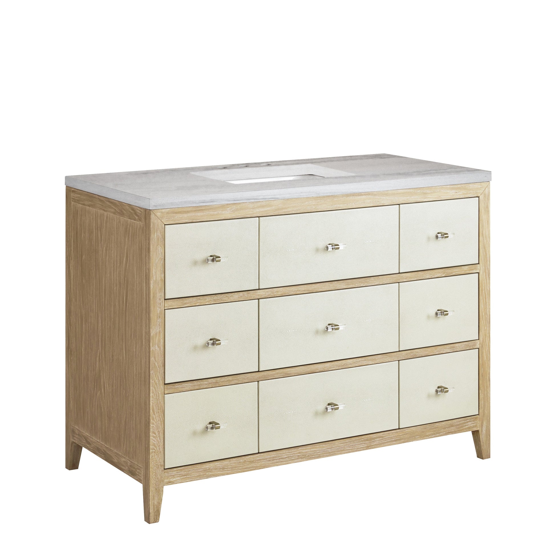 Sunwashed Oak with Embossed Shagreen Drawer Fronts / Arctic Fall - 3 Faucet Holes