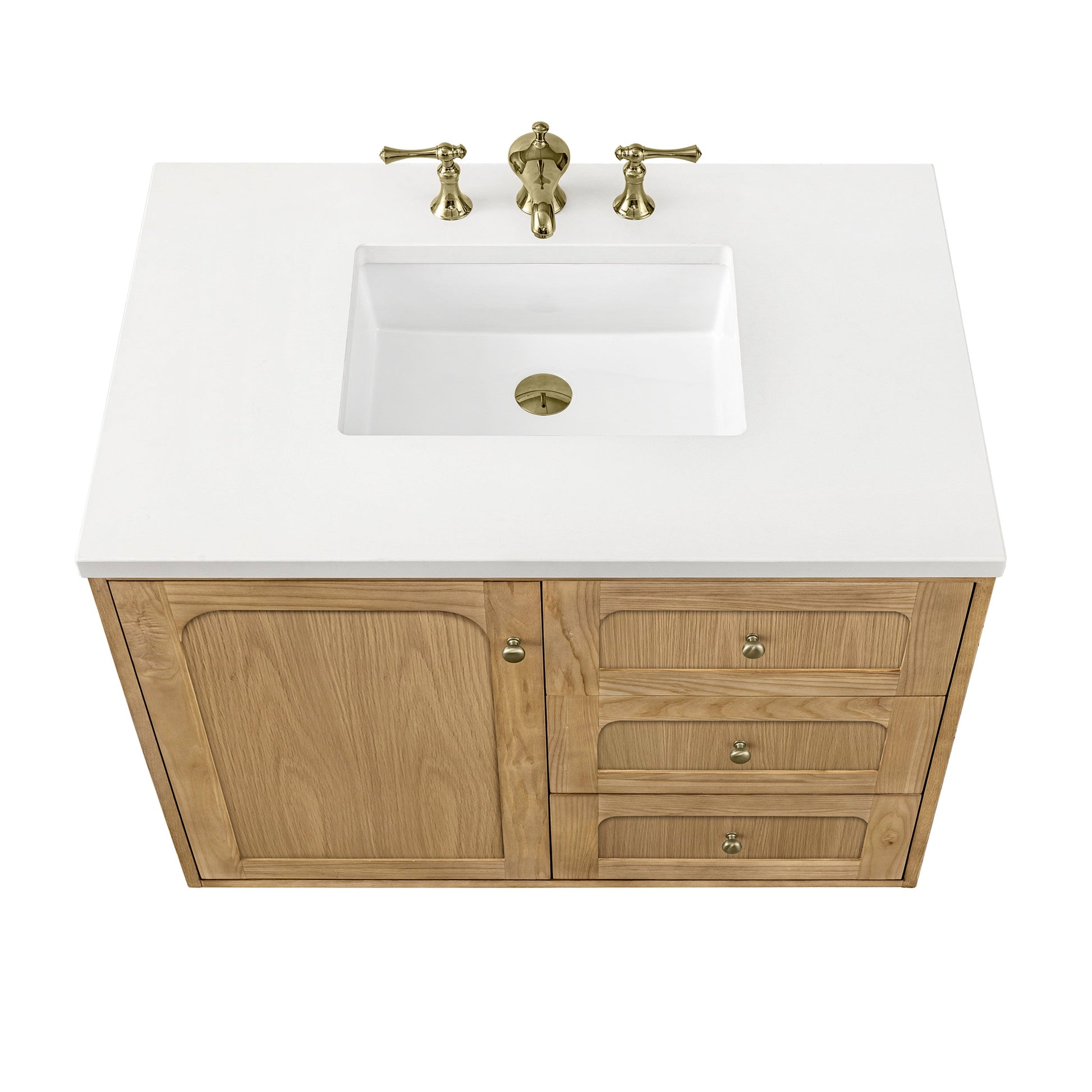 Light Natural Oak / White Zeus - 3 Faucet Holes