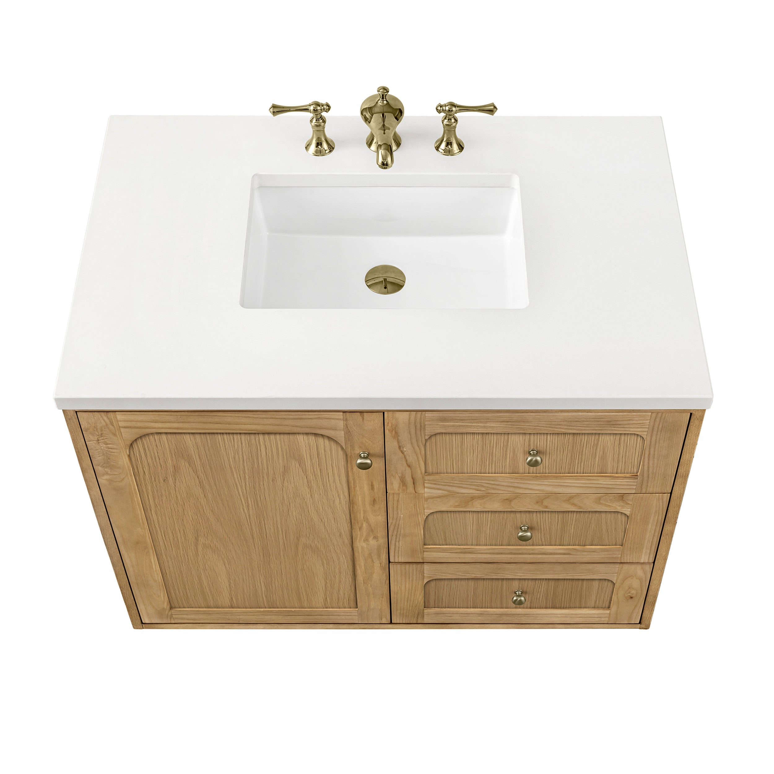 Light Natural Oak / White Zeus - 3 Faucet Holes